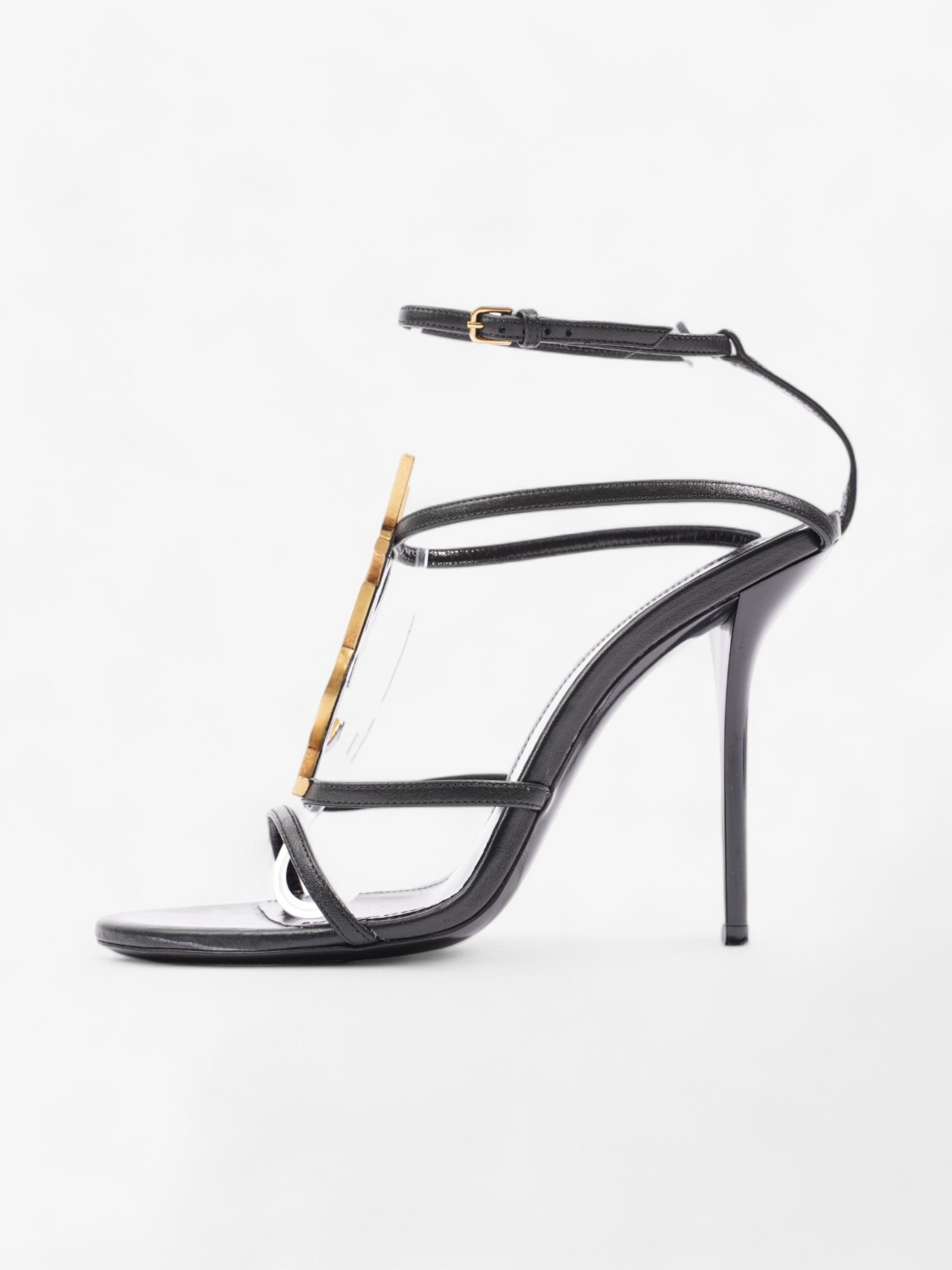 Saint Laurent Cassandra Palm Heels 110mm Black / Gold Leather EU 39 UK 6