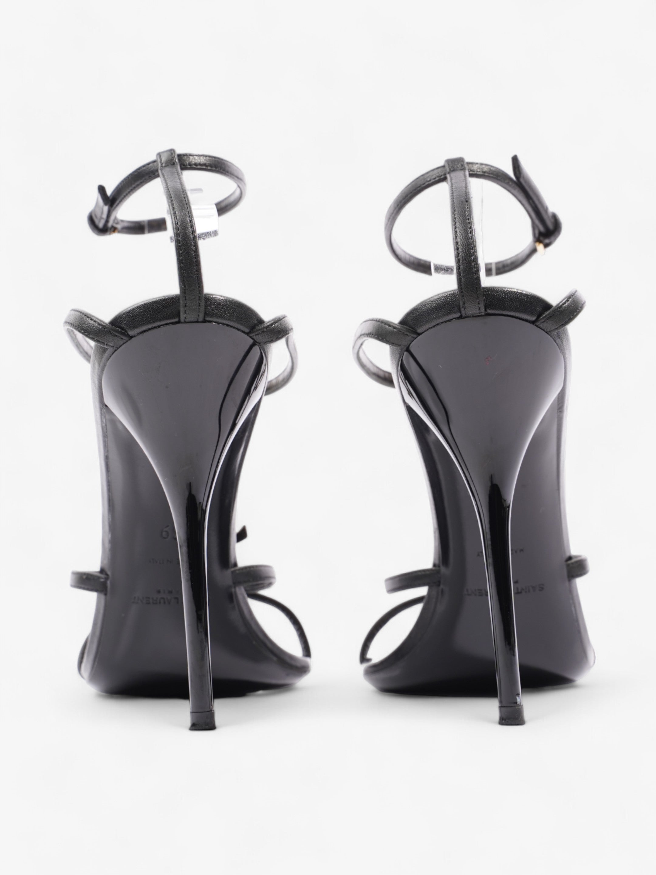 Saint Laurent Cassandra Palm Heels 110mm Black / Gold Leather EU 39 UK 6