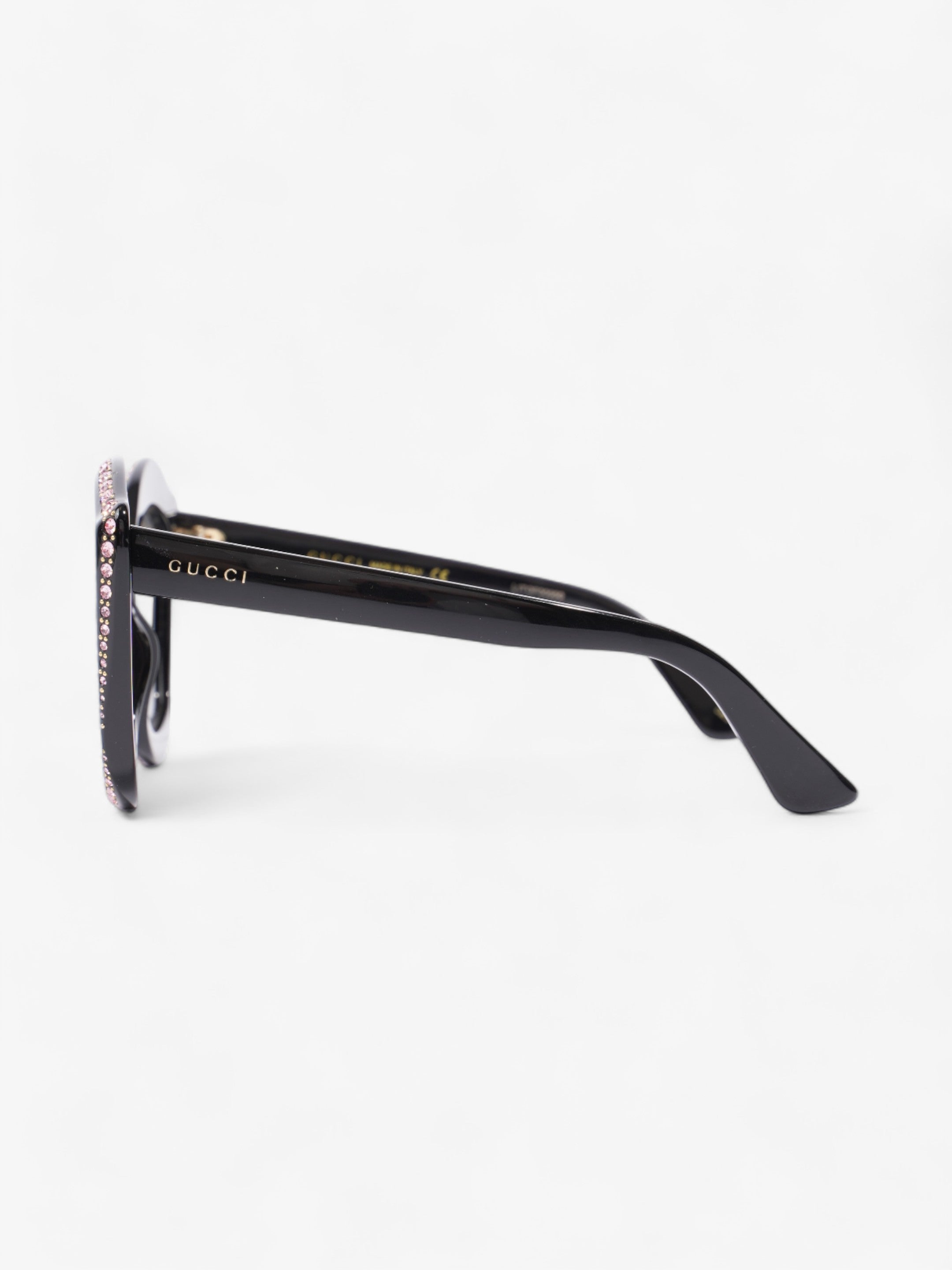 Gucci Crystal Cat Eye Sunglasses Black / Pink Acetate 140mm
