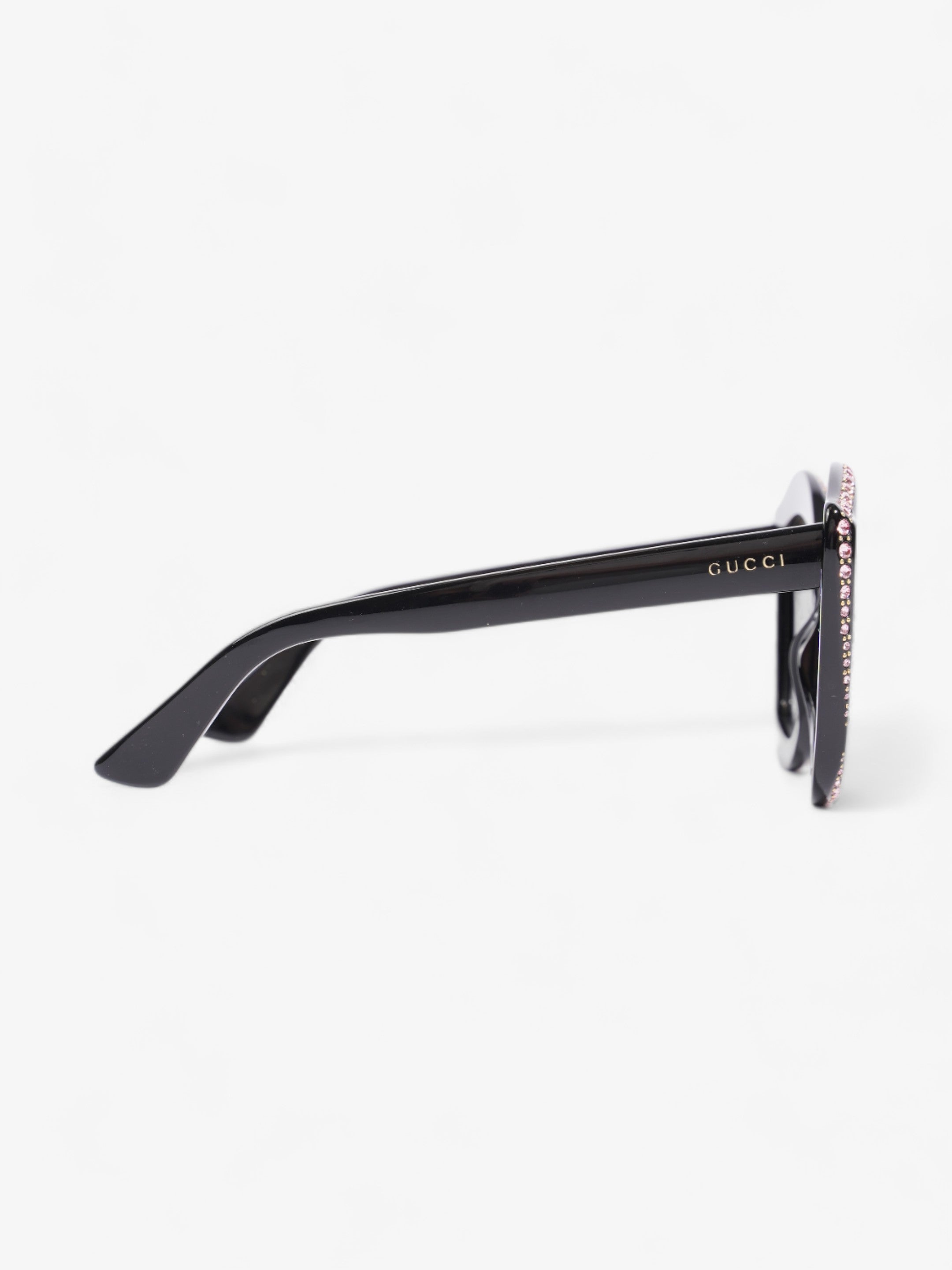 Gucci Crystal Cat Eye Sunglasses Black / Pink Acetate 140mm