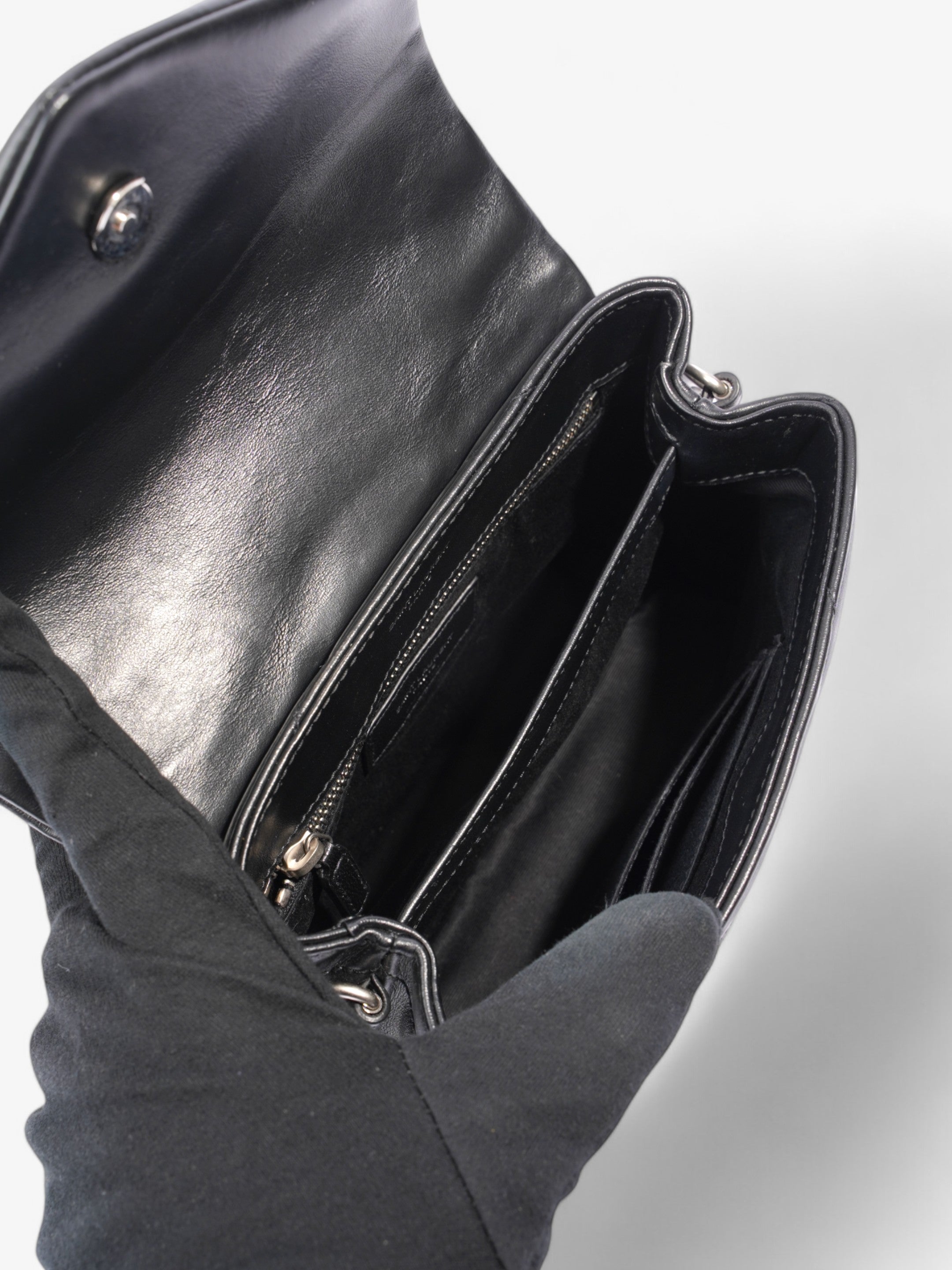 Saint Laurent Lou Lou Black Matelasse Leather Toy