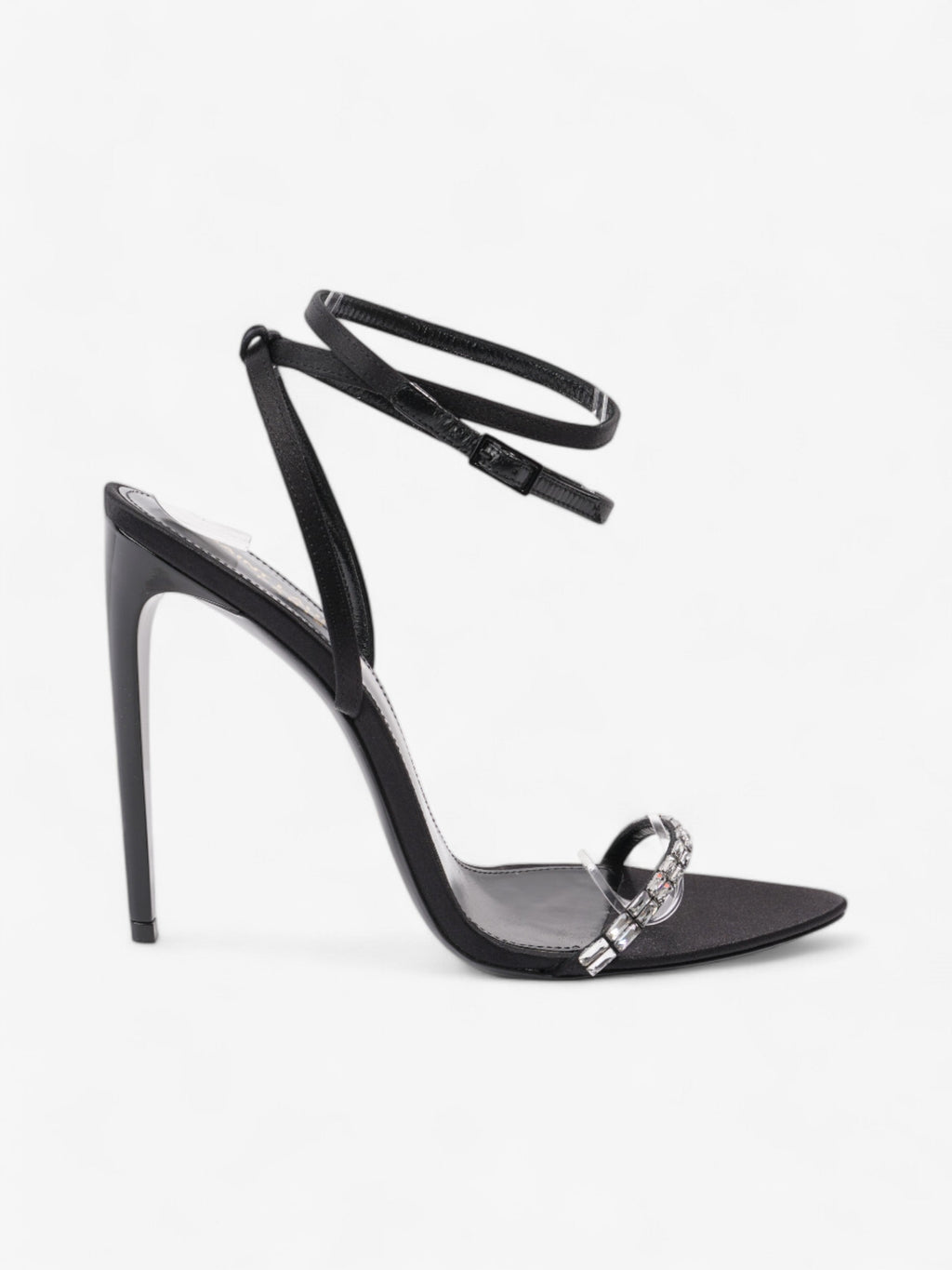 Saint Laurent Gloria  110 Black Satin EU 38.5 UK 5.5