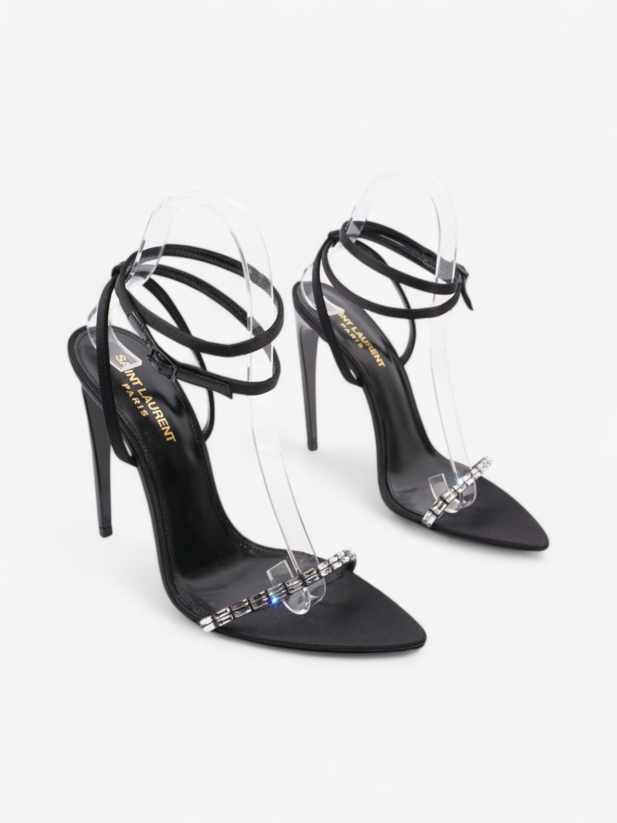 Saint Laurent Gloria  110 Black Satin EU 38.5 UK 5.5