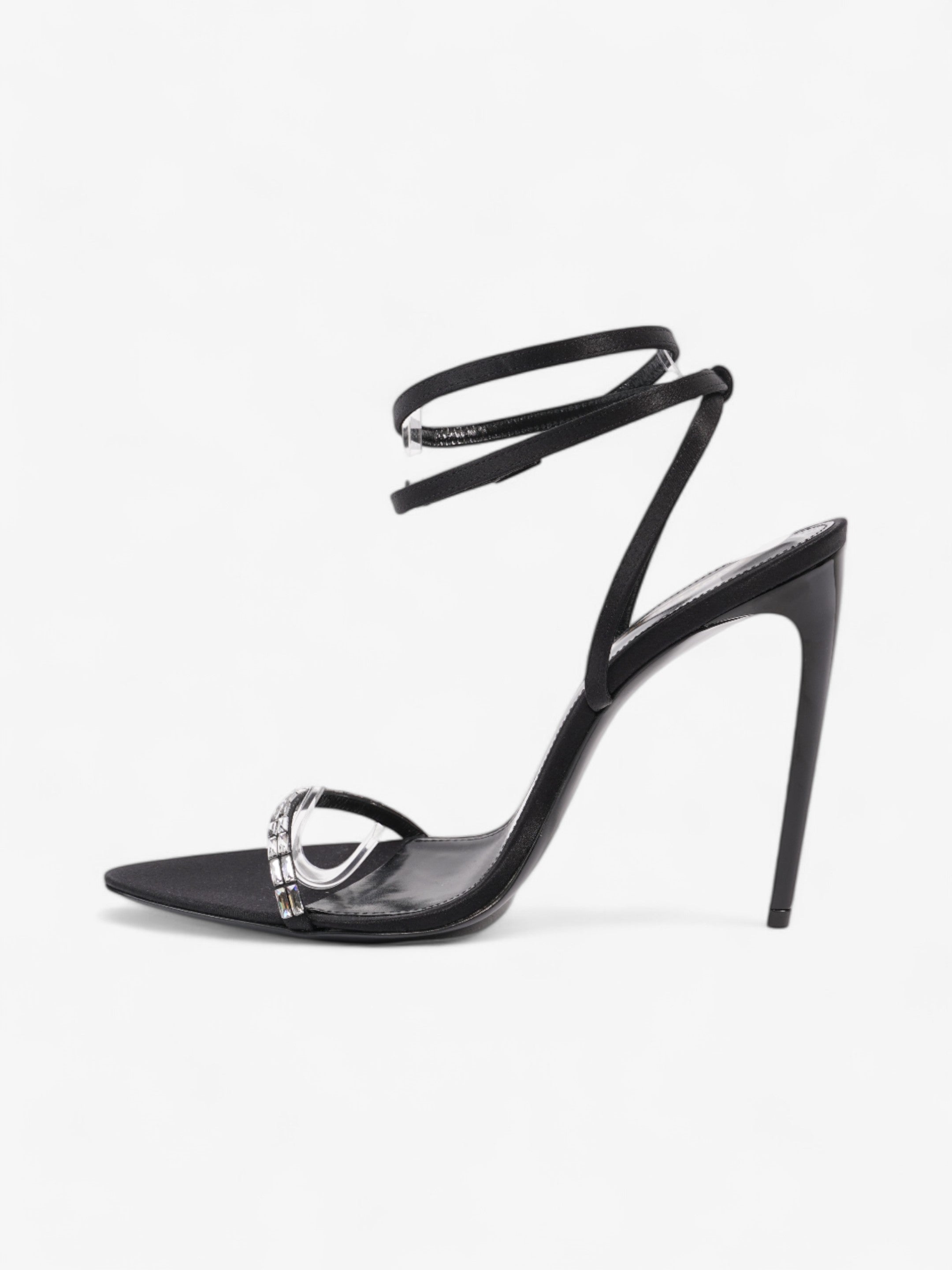 Saint Laurent Gloria  110 Black Satin EU 38.5 UK 5.5
