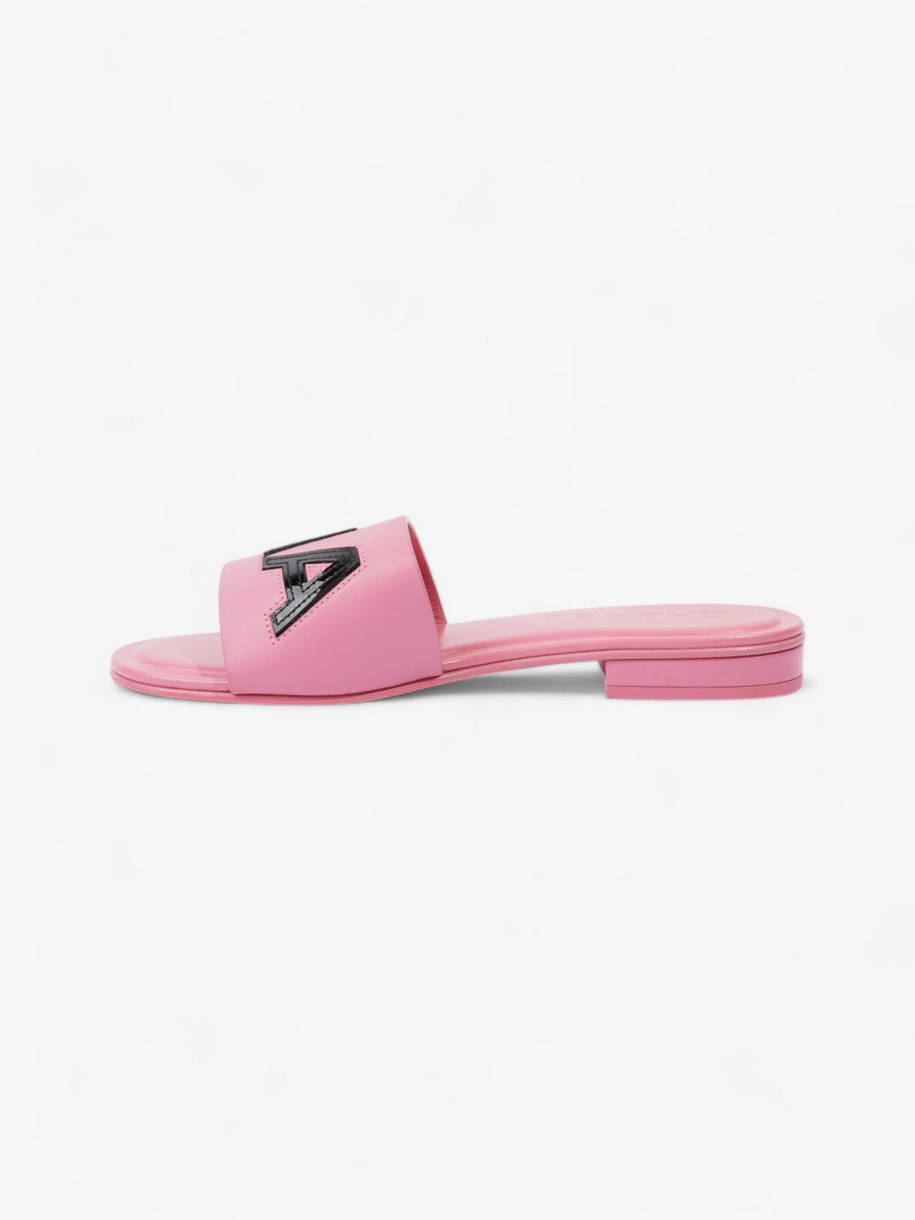 Chanel Logo Slides Pink / Black Leather EU 37 UK 4
