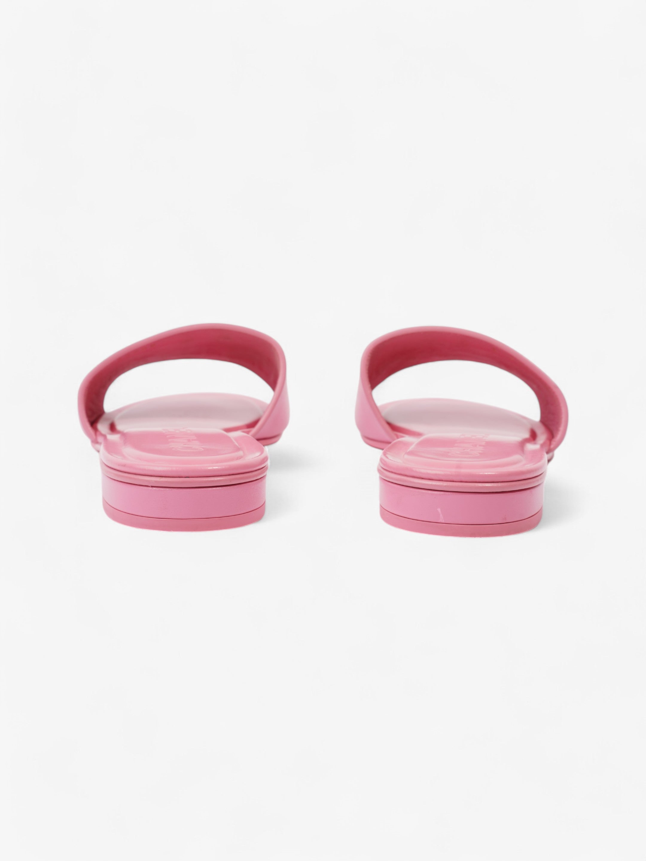 Chanel Logo Slides Pink / Black Leather EU 37 UK 4