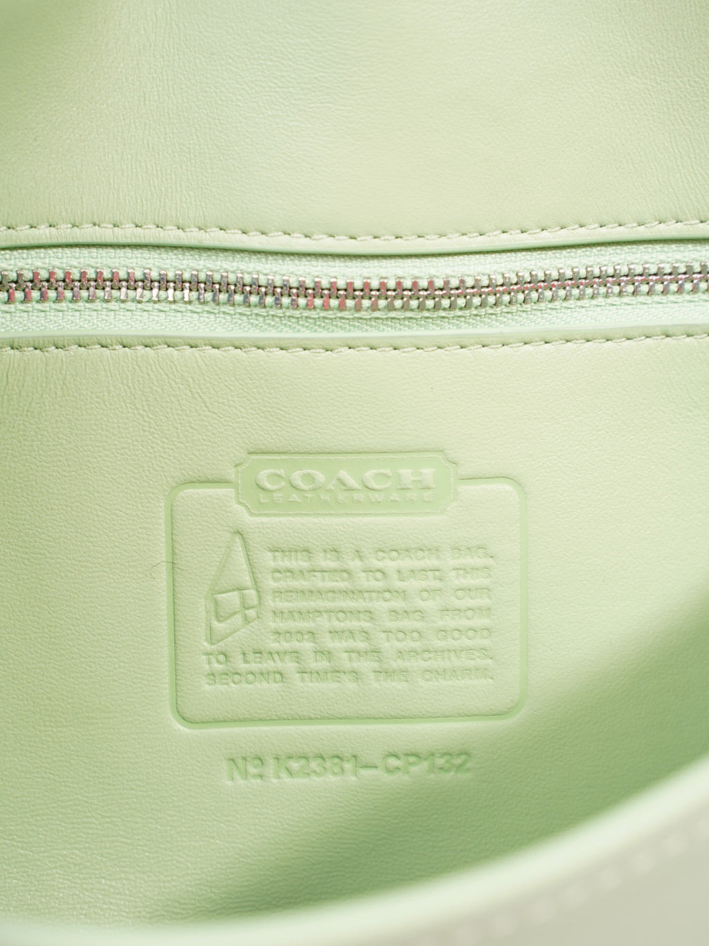 Coach Hamptons Bag Pale Pistachio Leather