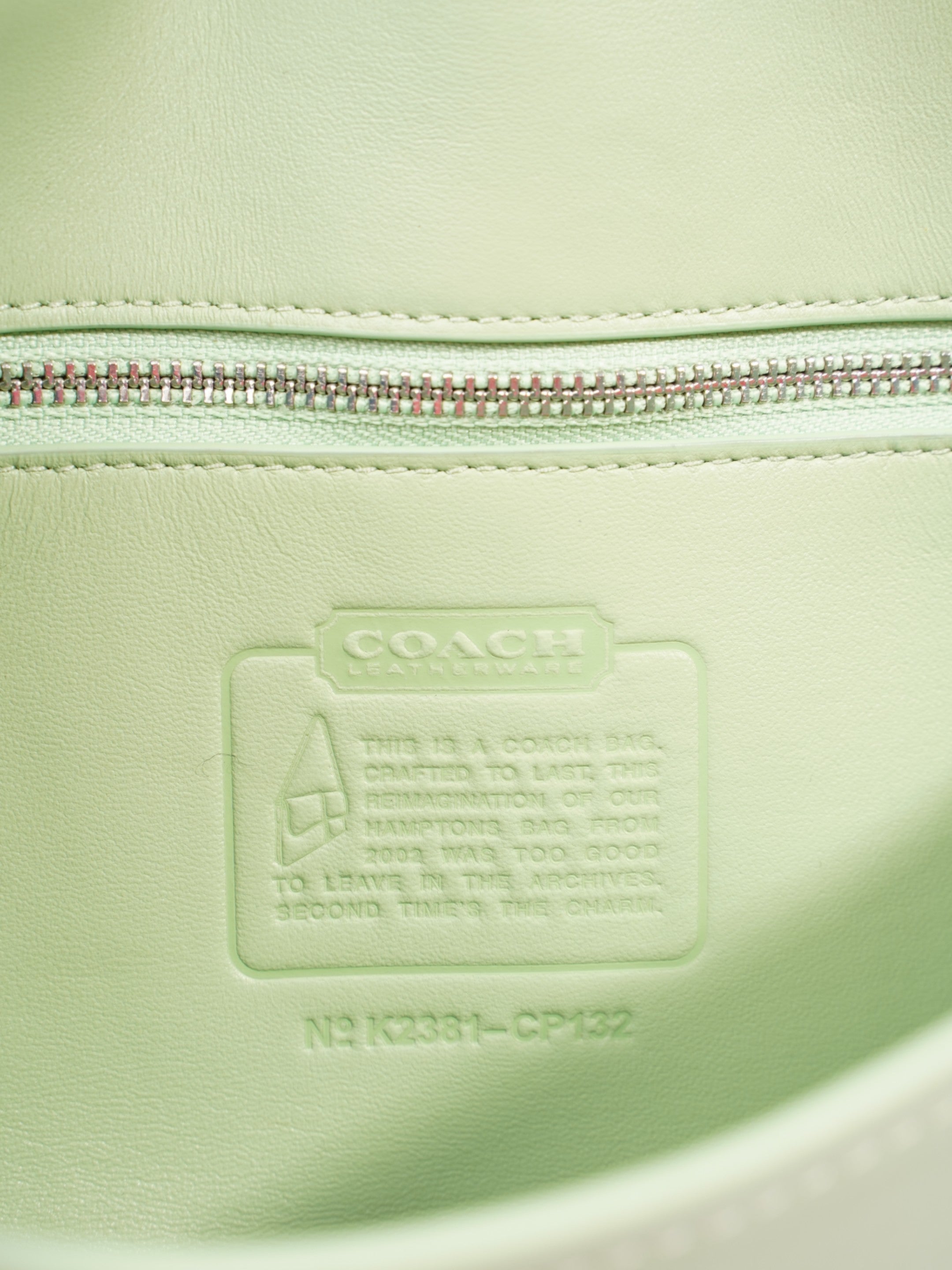 Coach Hamptons Bag Pale Pistachio Leather