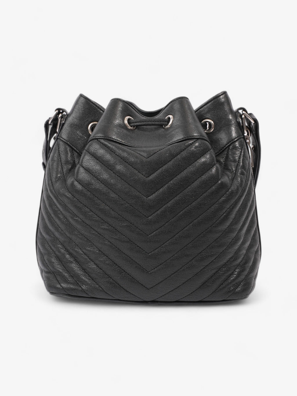 Saint Laurent Emmanuelle Bucket Bag Black Calfskin Leather Medium
