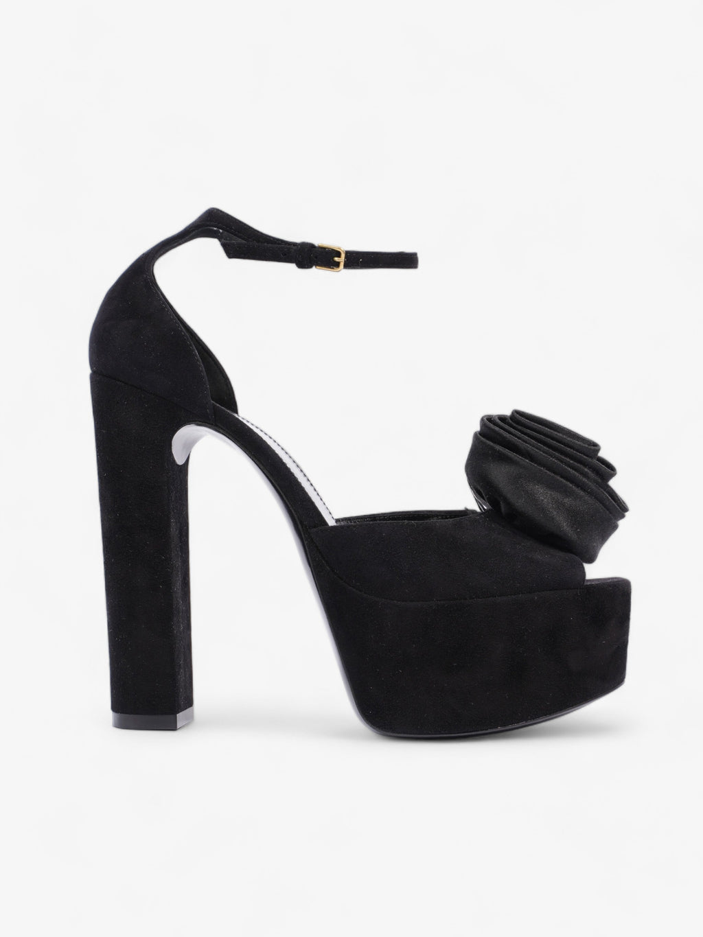 Saint Laurent Platform Sandal 130 Black Velvet EU 38 UK 5