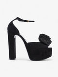 Saint Laurent Platform Sandal 130 Black Velvet EU 38 UK 5