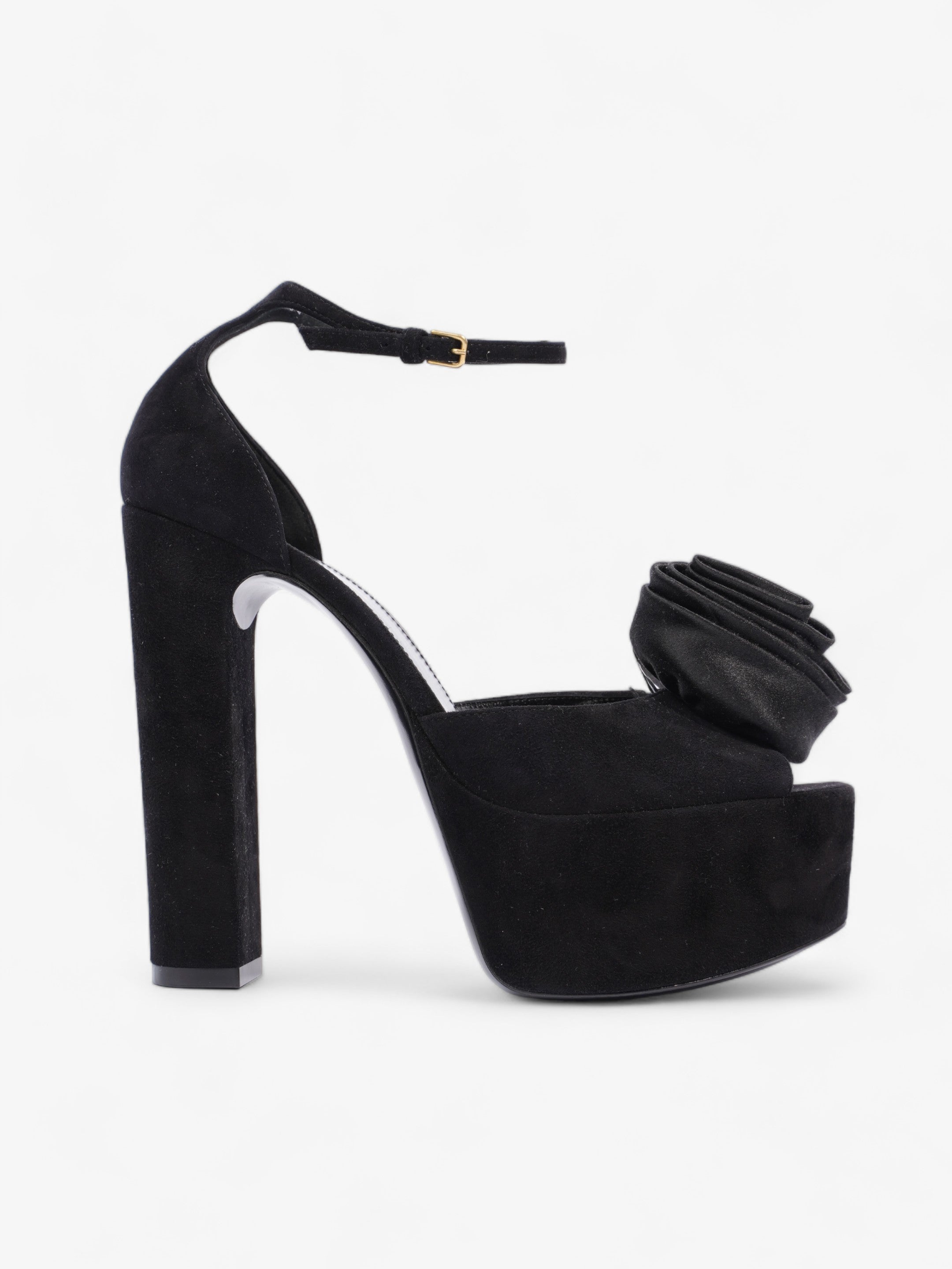Saint Laurent Platform Sandal 130 Black Velvet EU 38 UK 5