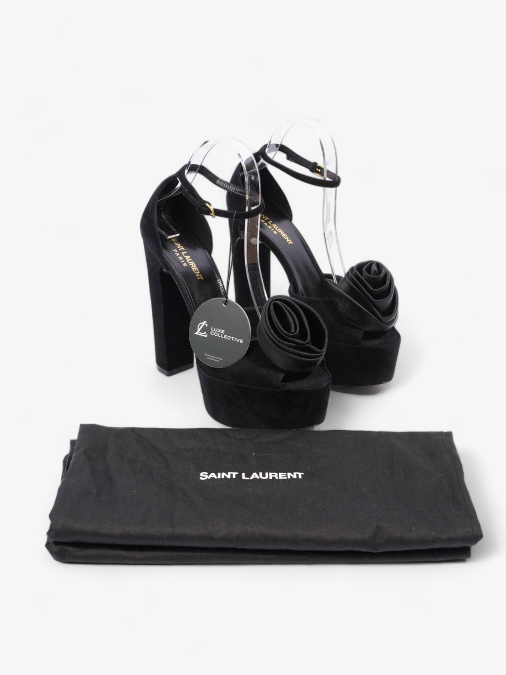 Saint Laurent Platform Sandal 130 Black Velvet EU 38 UK 5