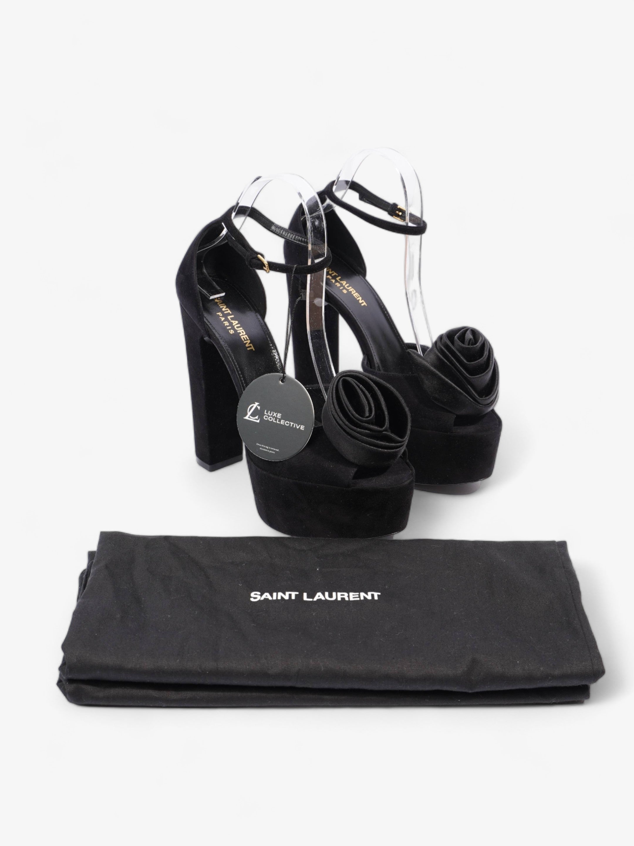 Saint Laurent Platform Sandal 130 Black Velvet EU 38 UK 5