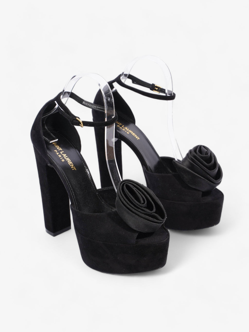 Saint Laurent Platform Sandal 130 Black Velvet EU 38 UK 5