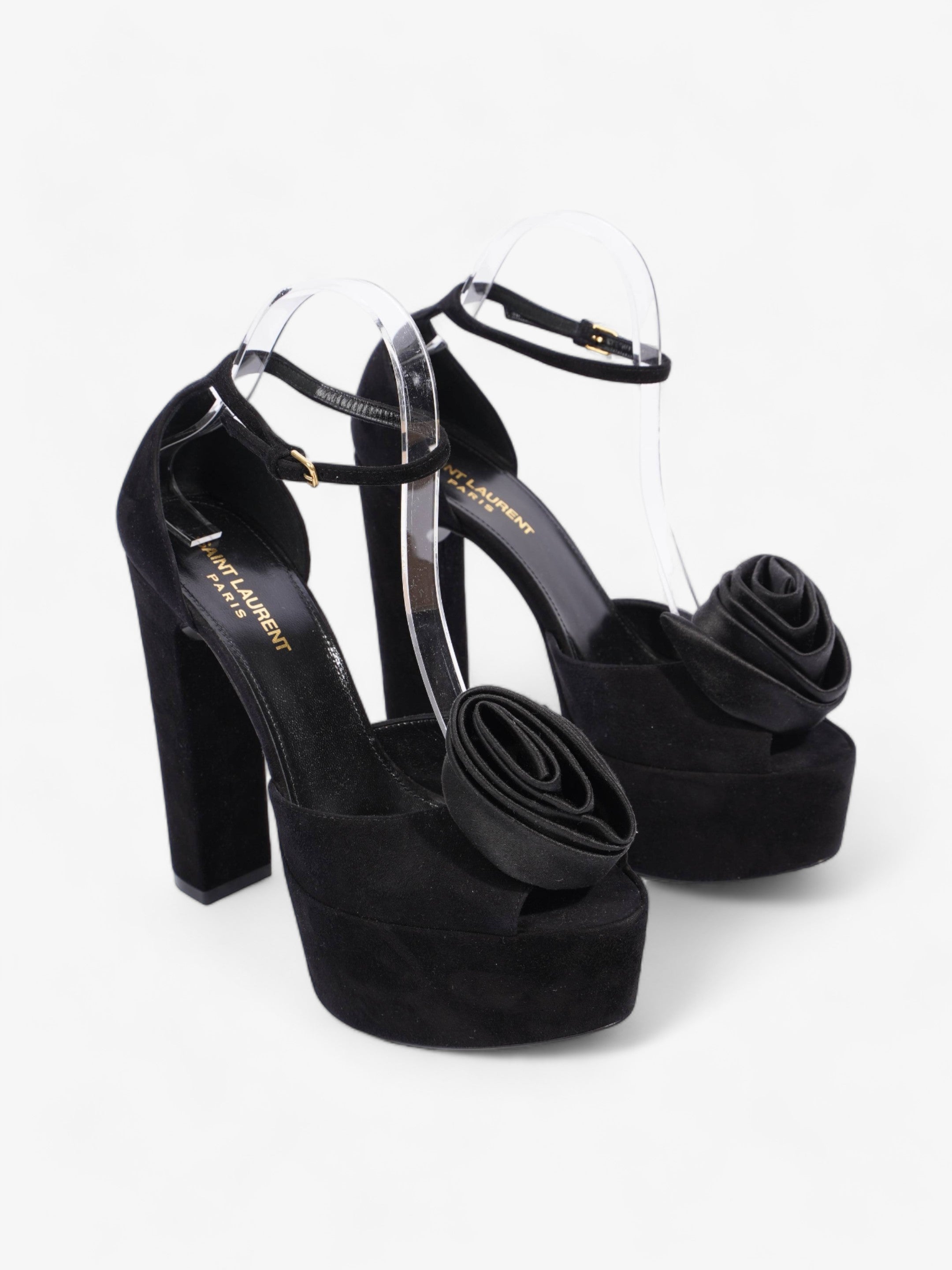 Saint Laurent Platform Sandal 130 Black Velvet EU 38 UK 5