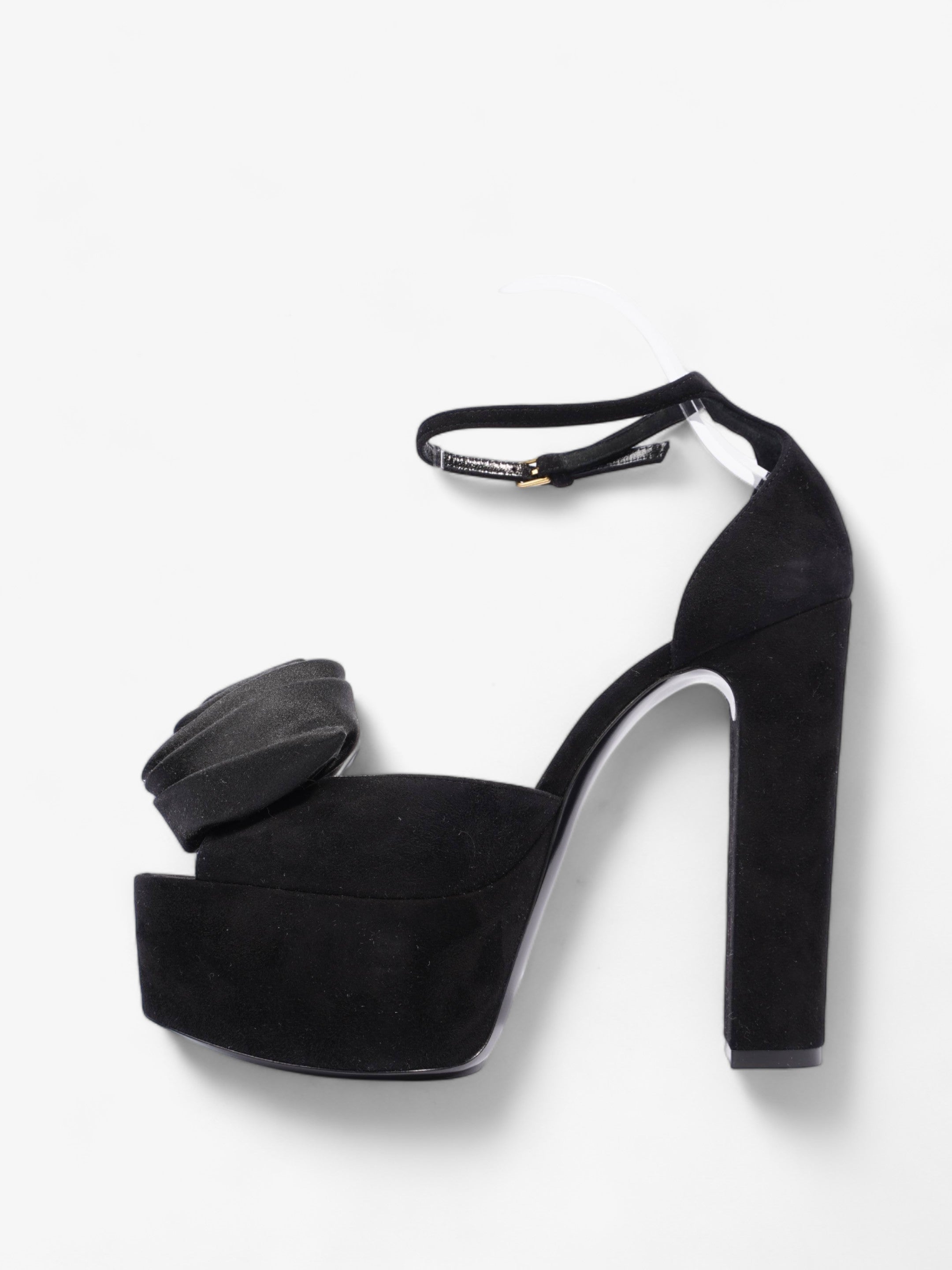 Saint Laurent Platform Sandal 130 Black Velvet EU 38 UK 5