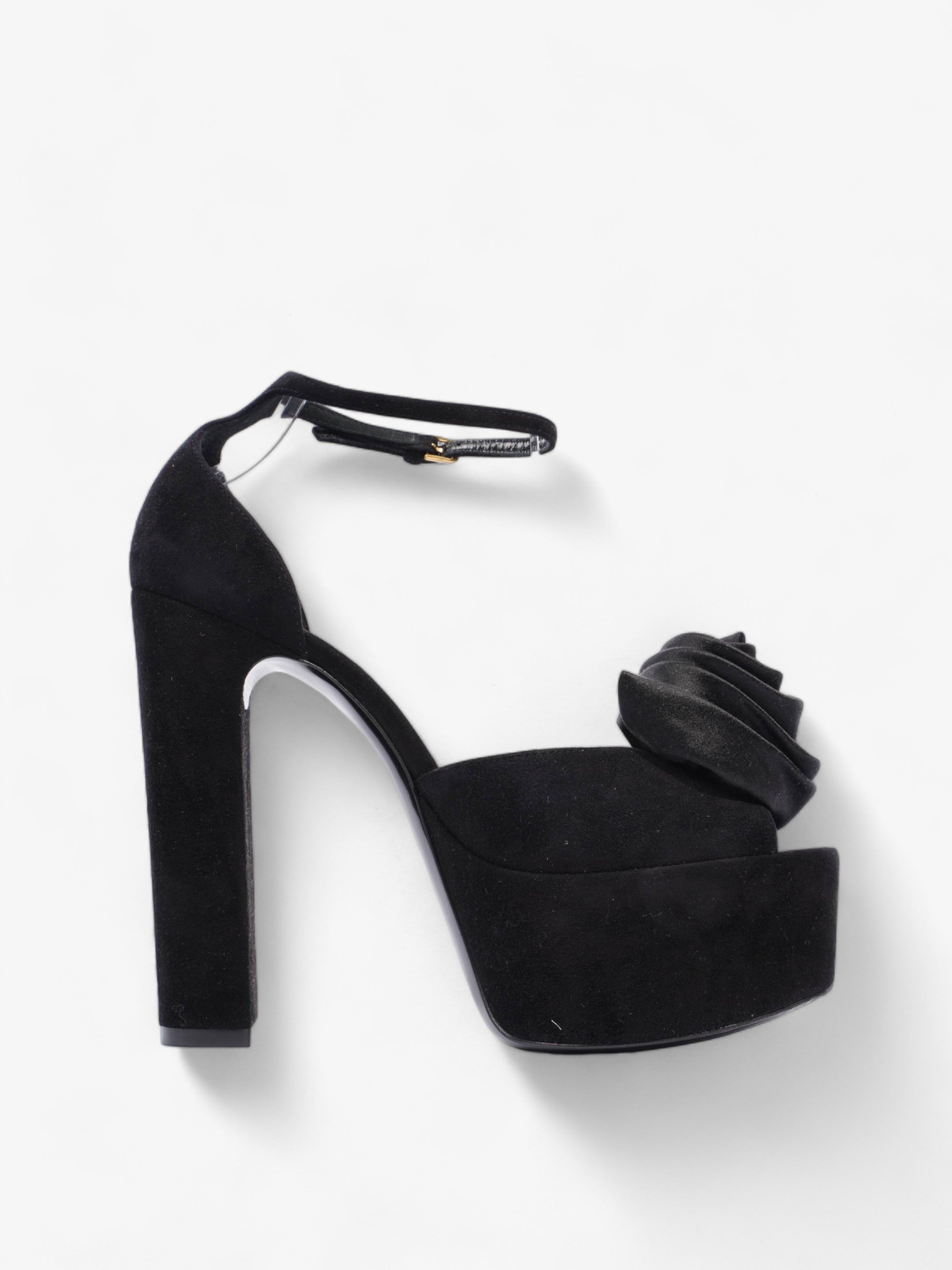Saint Laurent Platform Sandal 130 Black Velvet EU 38 UK 5