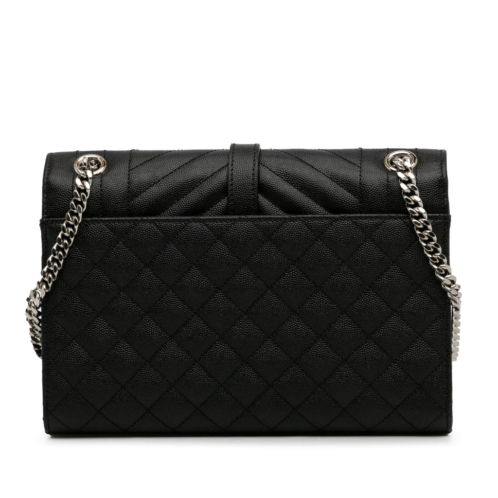 Yves Saint Laurent Triquilt Envelope Medium Black Leather