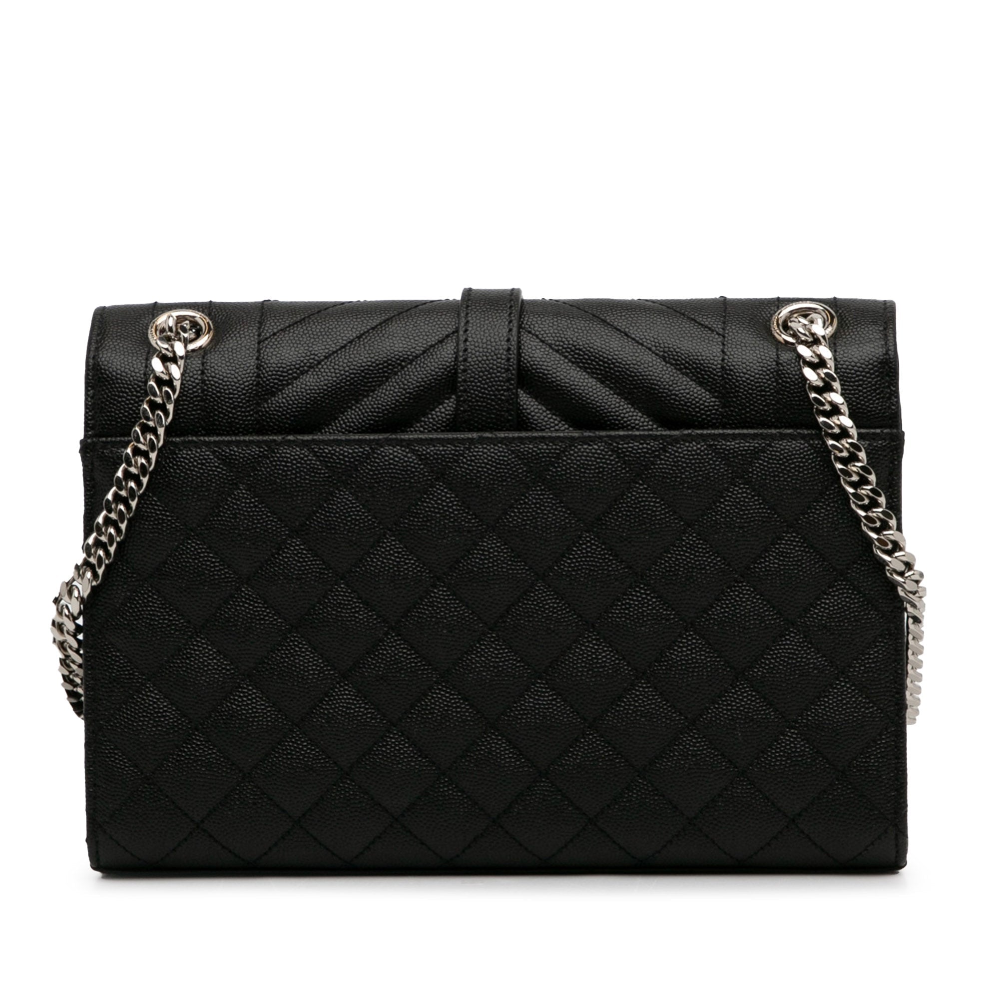 Yves Saint Laurent Triquilt Envelope Medium Black Leather