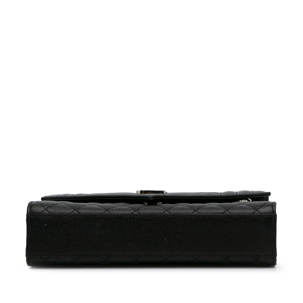 Yves Saint Laurent Triquilt Envelope Medium Black Leather