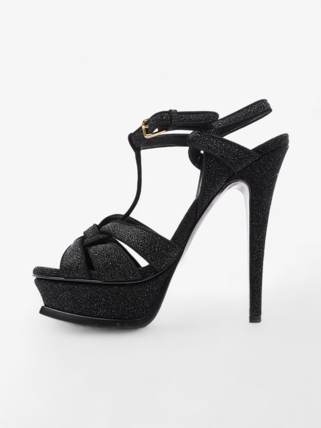 Saint Laurent Tribute Platform Heels 110mm Black Glitter EU 37.5 UK 4.5