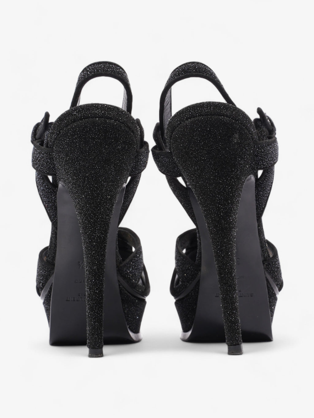 Saint Laurent Tribute Platform Heels 110mm Black Glitter EU 37.5 UK 4.5