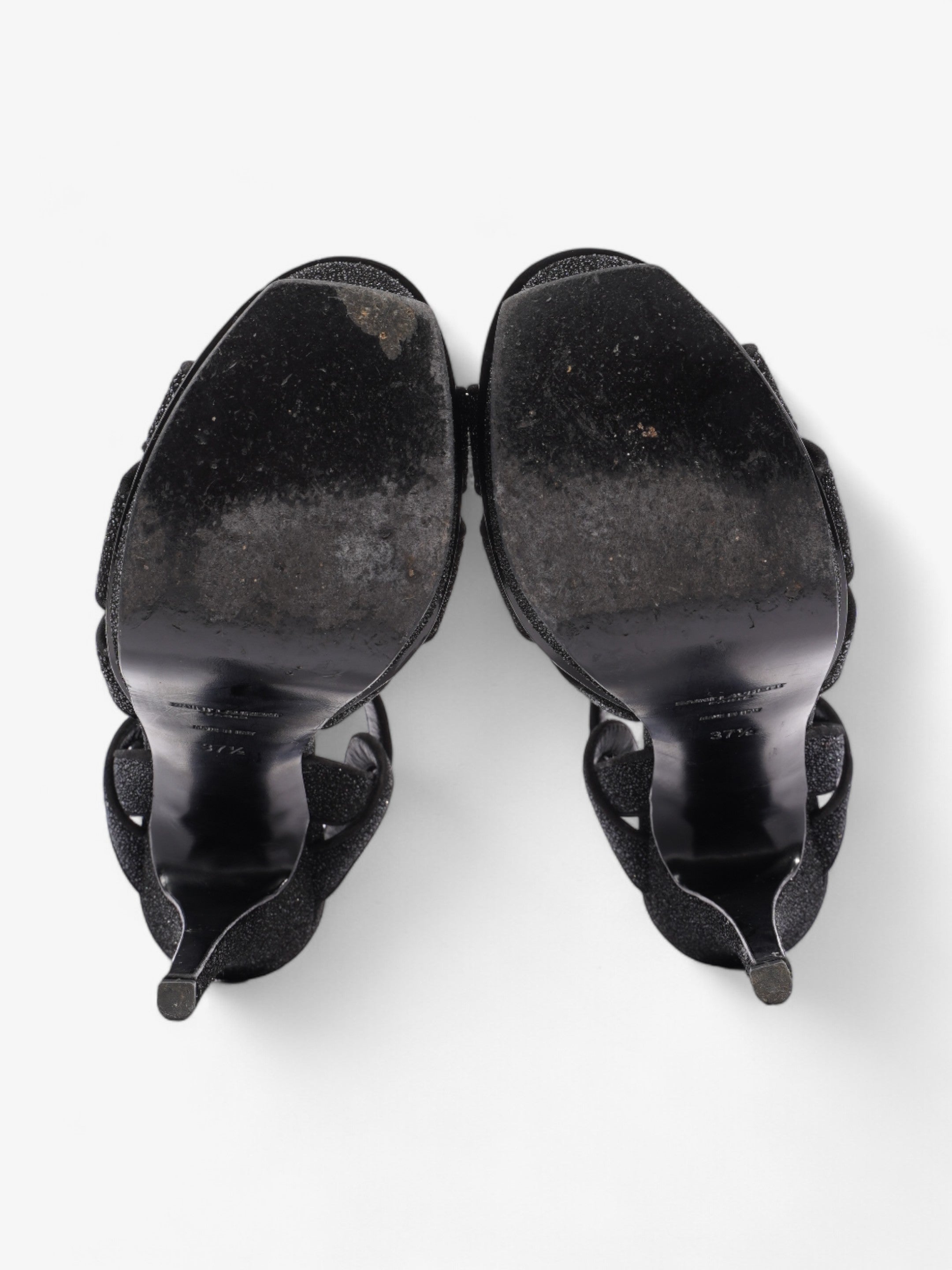 Saint Laurent Tribute Platform Heels 110mm Black Glitter EU 37.5 UK 4.5