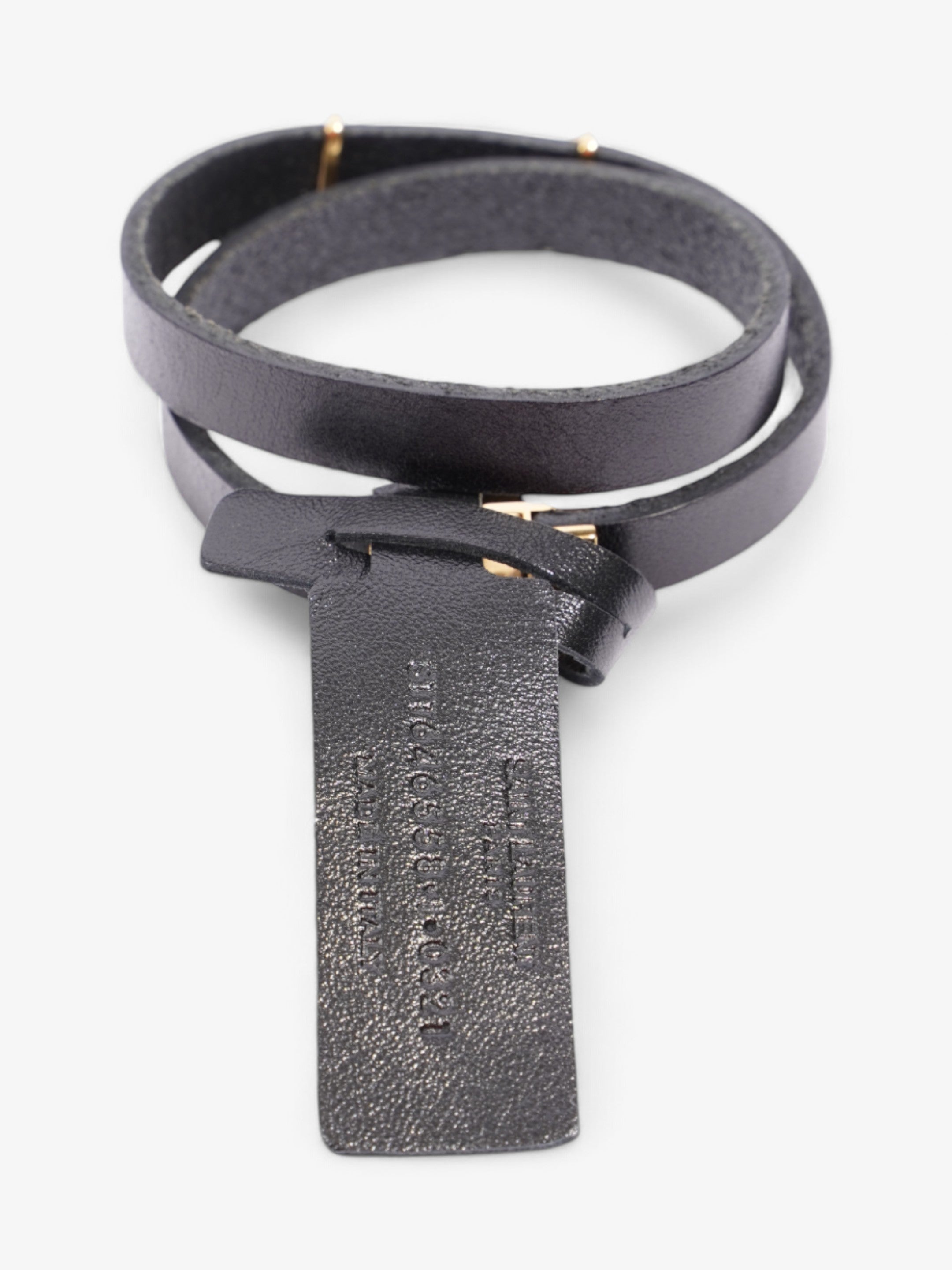 Saint Laurent Cassandre Double Wrap Bracelet Black / Gold Calfskin Leather