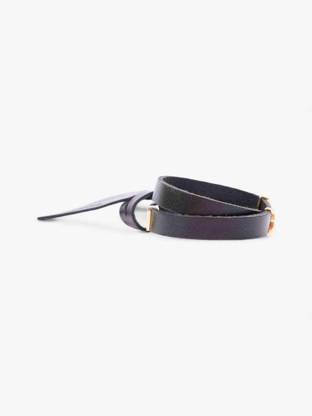Saint Laurent Cassandre Double Wrap Bracelet Black / Gold Calfskin Leather