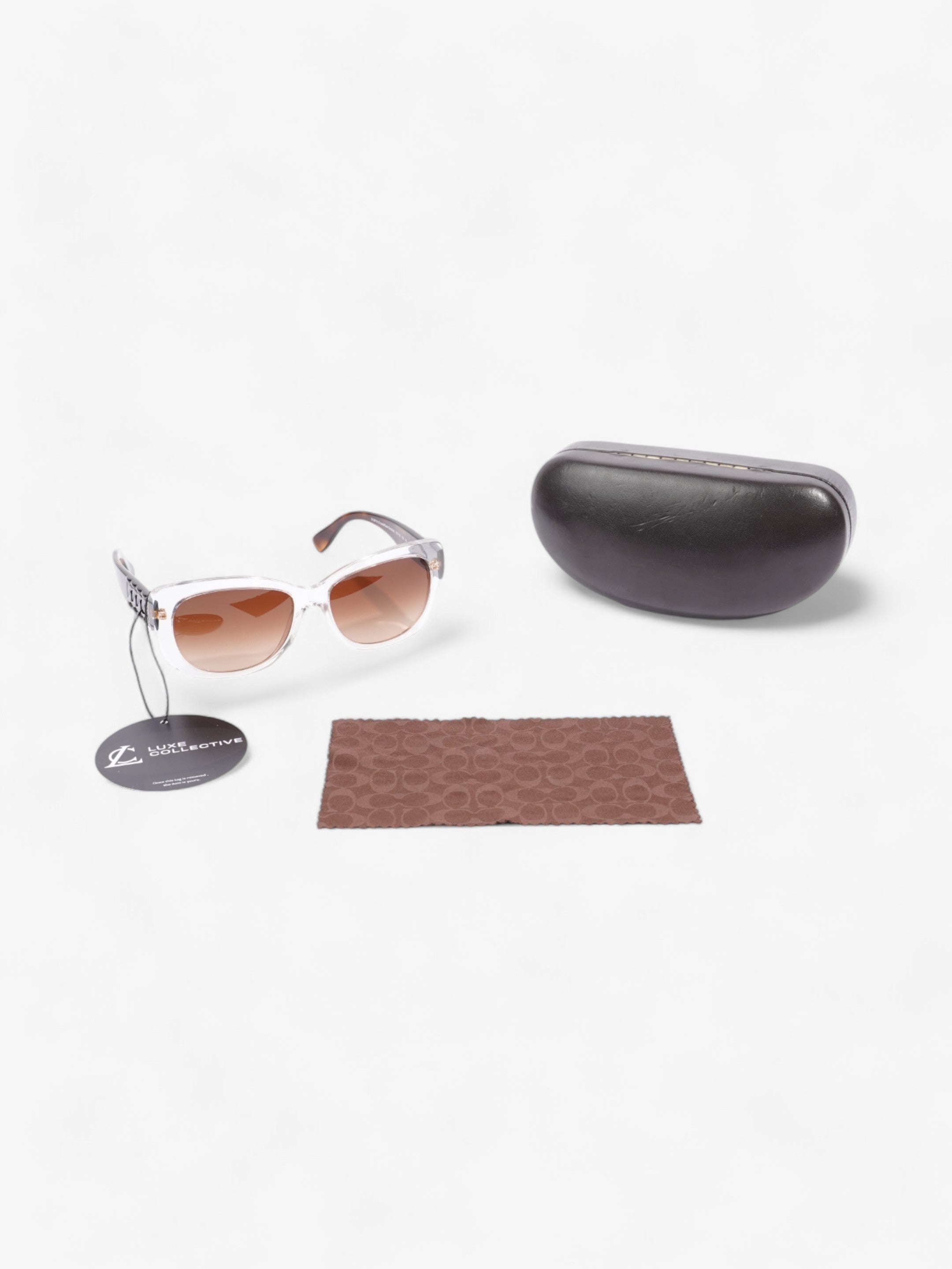 Coach Clear Frame Sunglasses Crystal / Dark Tortoise Acetate 135mm
