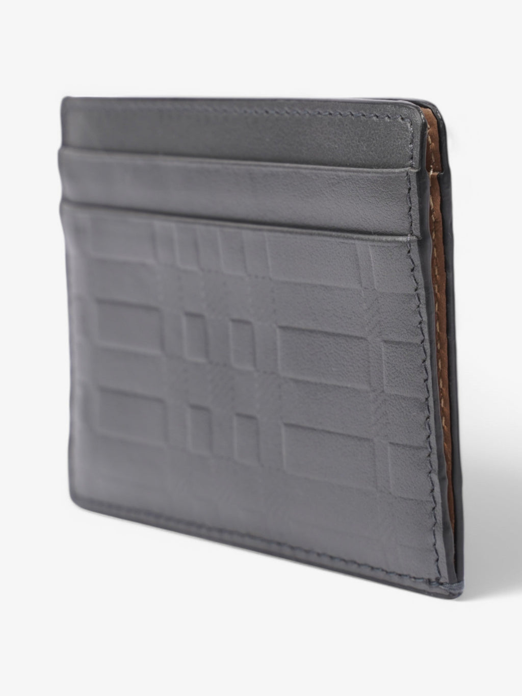 Burberry Embossed Card holder Grey Embossed Leather