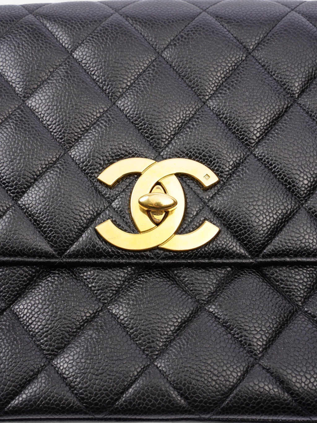 Chanel Square CC Flap Black Caviar Leather Large