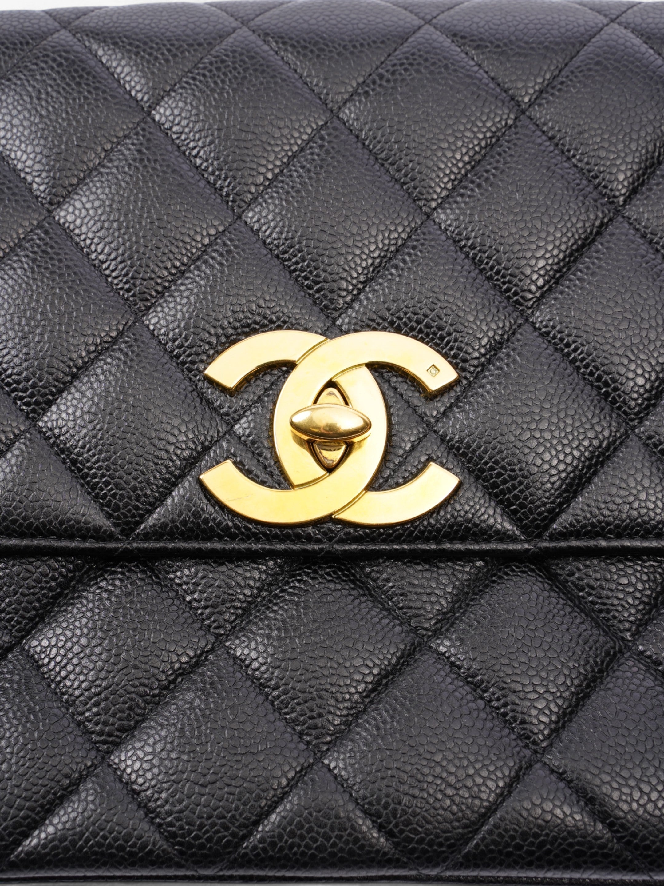 Chanel Square CC Flap Black Caviar Leather Large