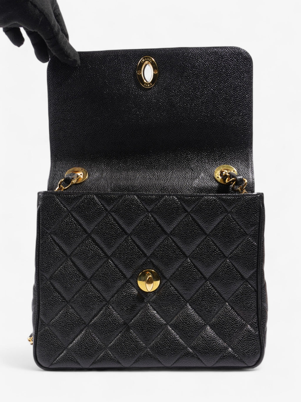 Chanel Square CC Flap Black Caviar Leather Large