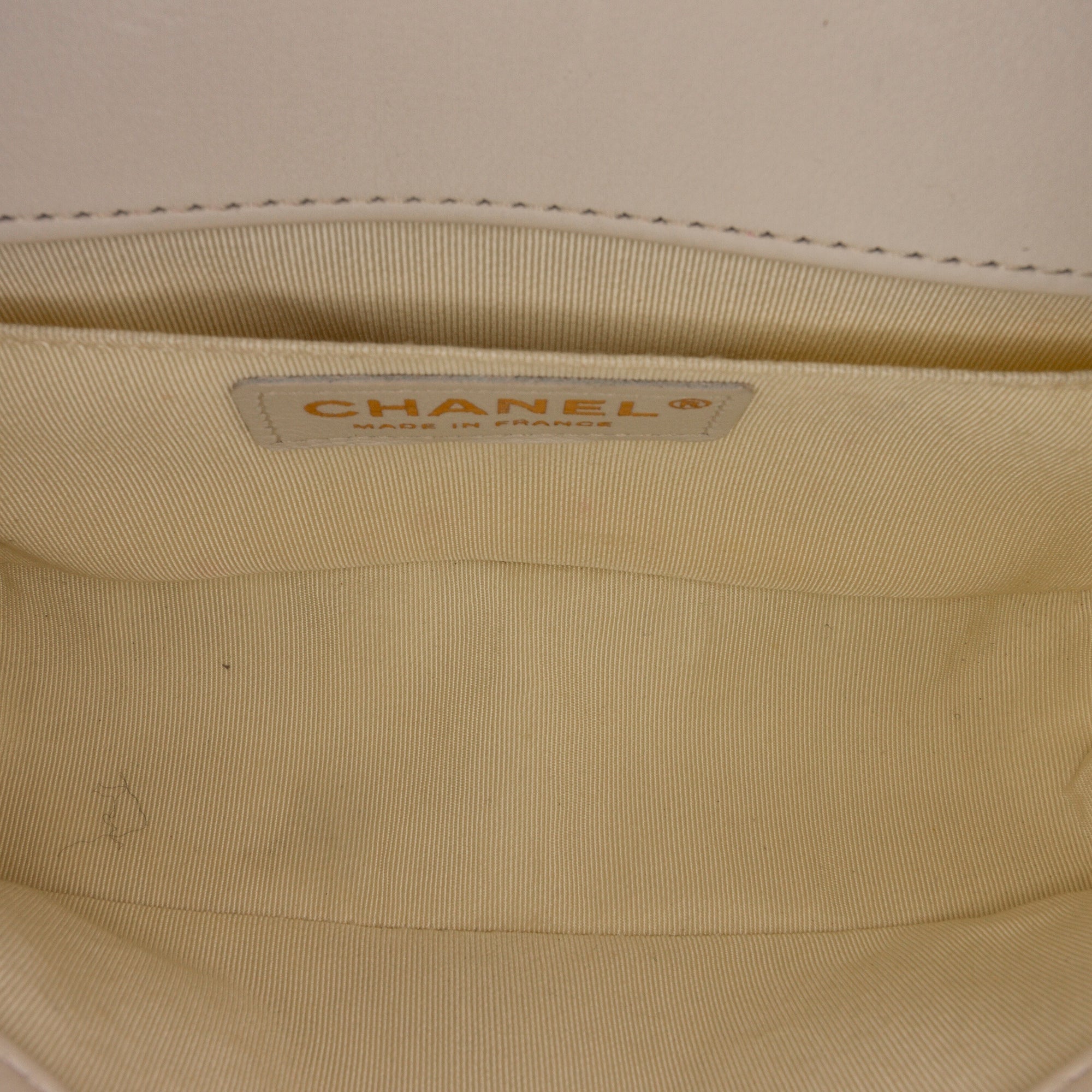 Chanel Boy Small White Embroidered Lurex Chevron Lambskin Gold