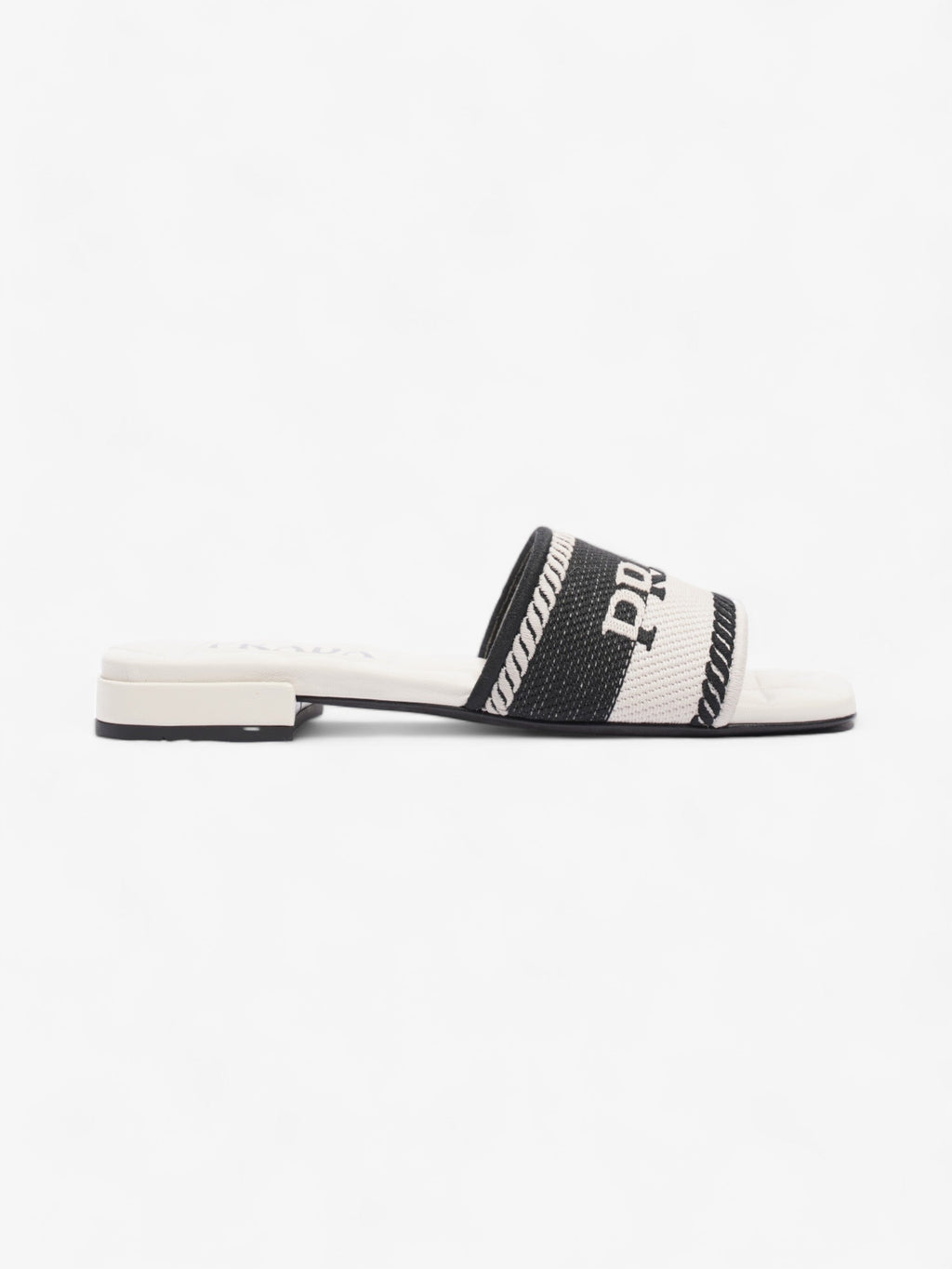 Prada Logo Two-Colour Slider White / Black Fabric EU 36 UK 3