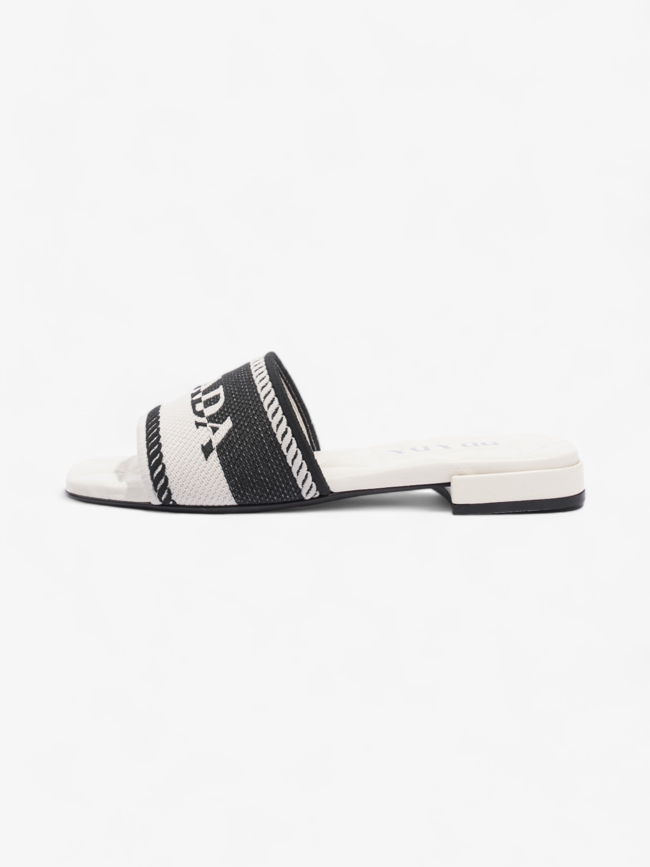 Prada Logo Two-Colour Slider White / Black Fabric EU 36 UK 3