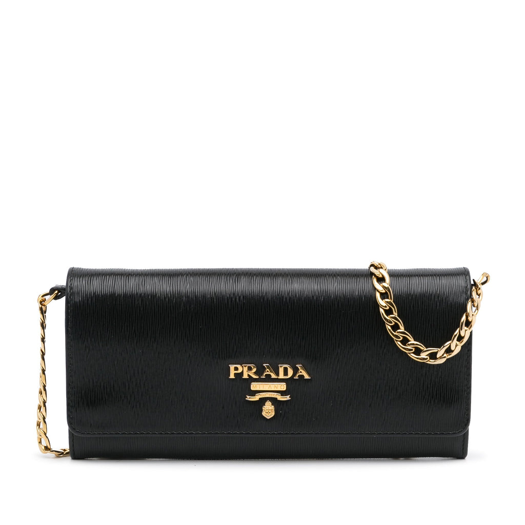 Prada Wallet On Chain Black Vitello Move