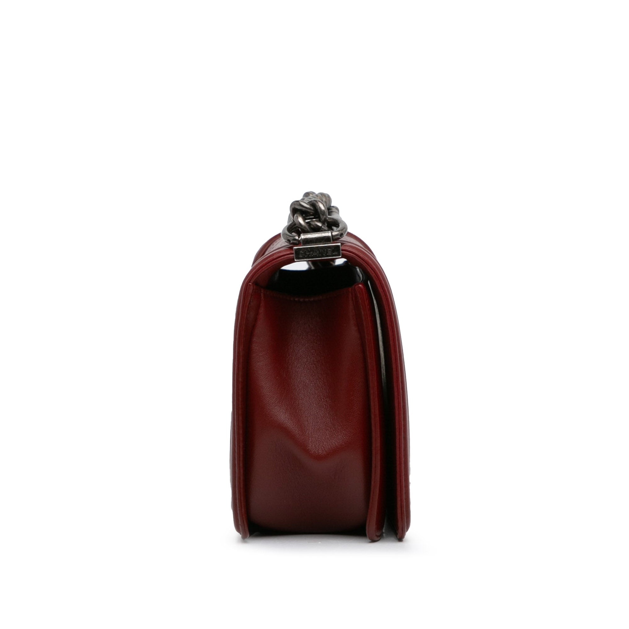Chanel Boy Flap Bag Medium Red Lambskin Ruthenium