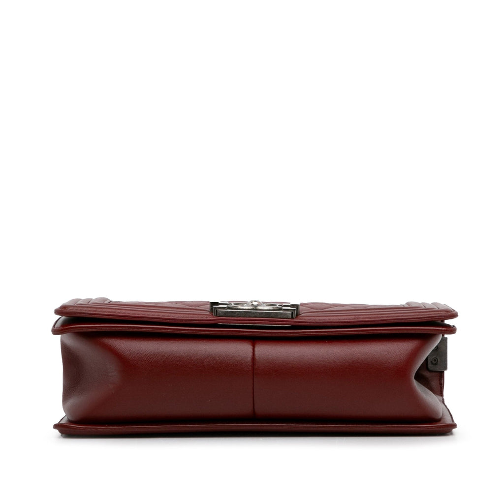 Chanel Boy Flap Bag Medium Red Lambskin Ruthenium
