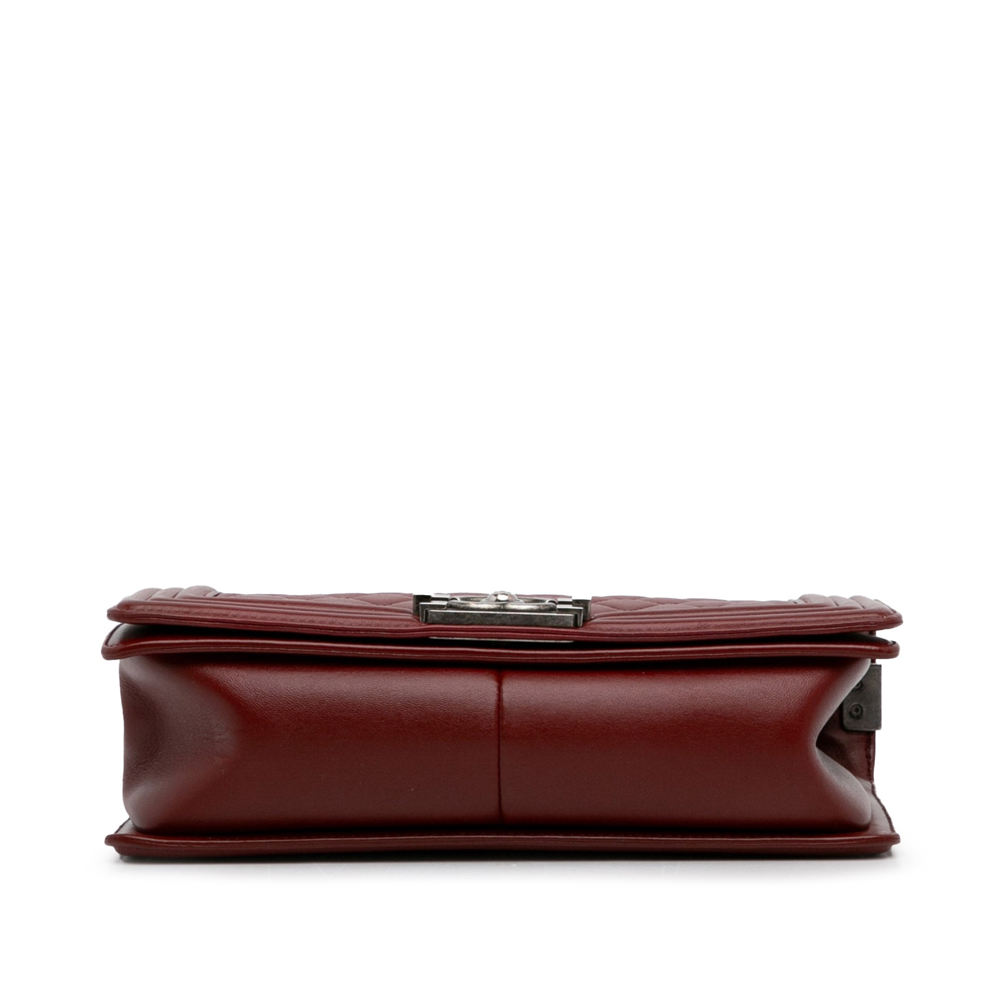 Chanel Boy Flap Bag Medium Red Lambskin Ruthenium