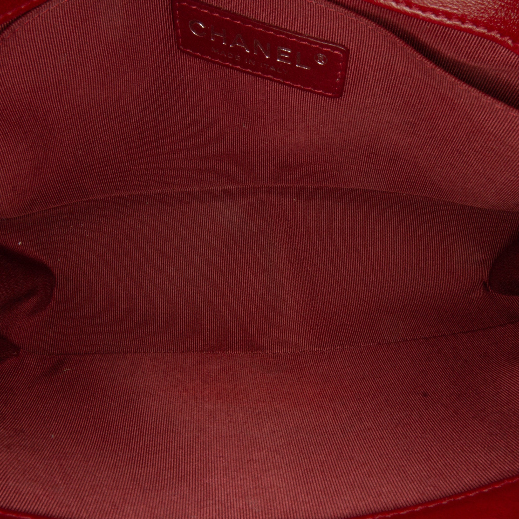 Chanel Boy Flap Bag Medium Red Lambskin Ruthenium