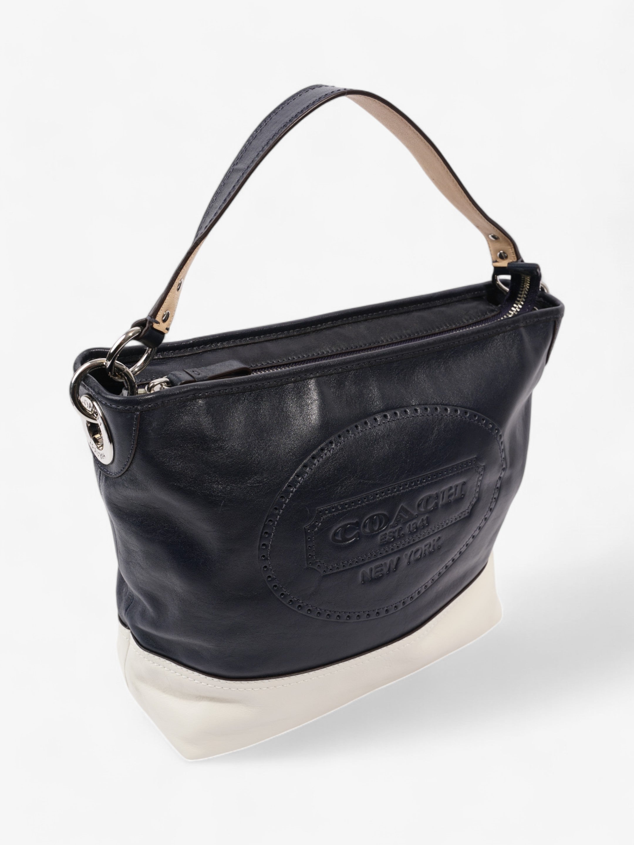 Coach 19393 Hamptons Navy Blue / Cream Leather