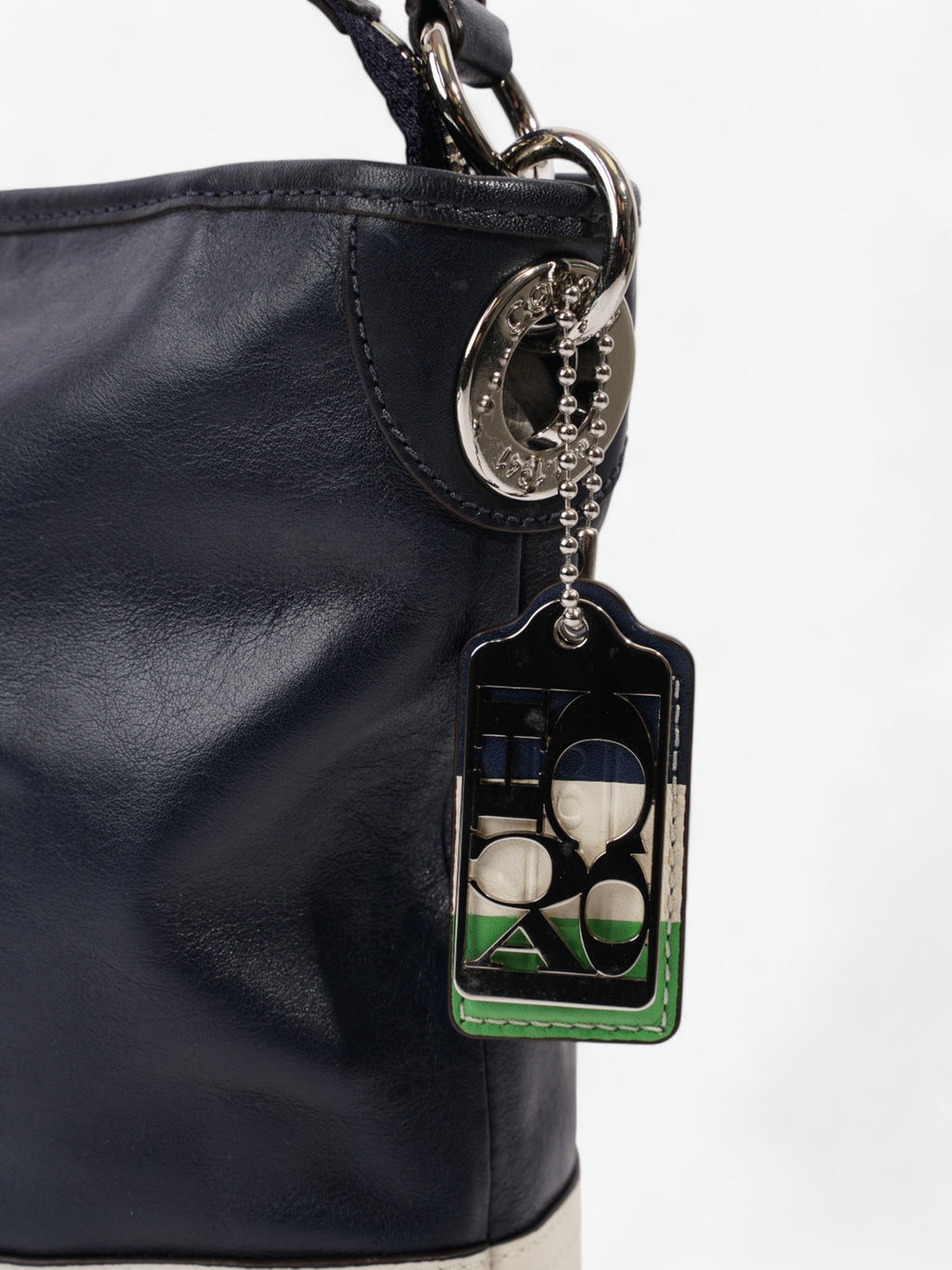 Coach 19393 Hamptons Navy Blue / Cream Leather