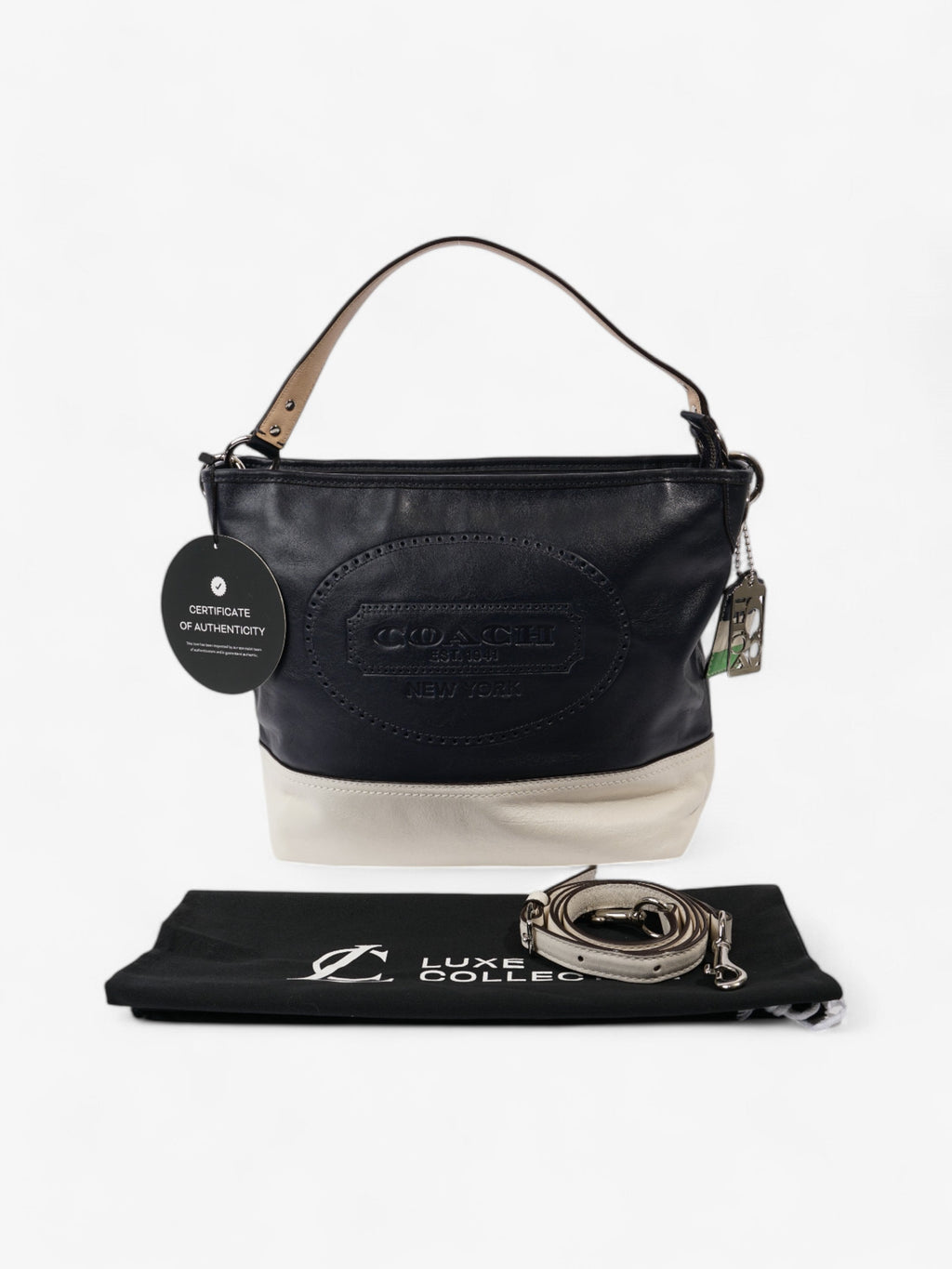 Coach 19393 Hamptons Navy Blue / Cream Leather