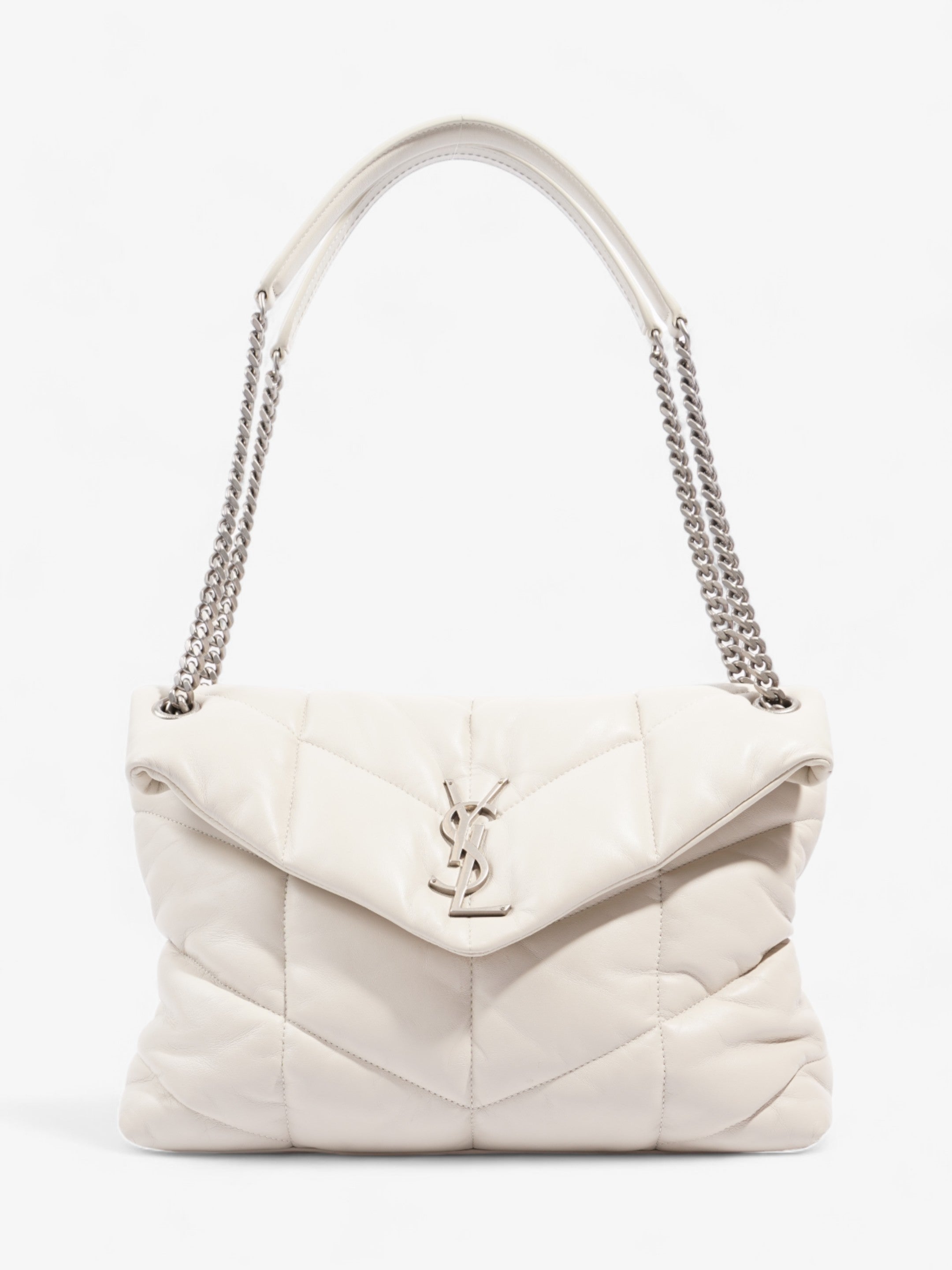 Saint Laurent Lou Lou Puffer White Nappa Leather Medium