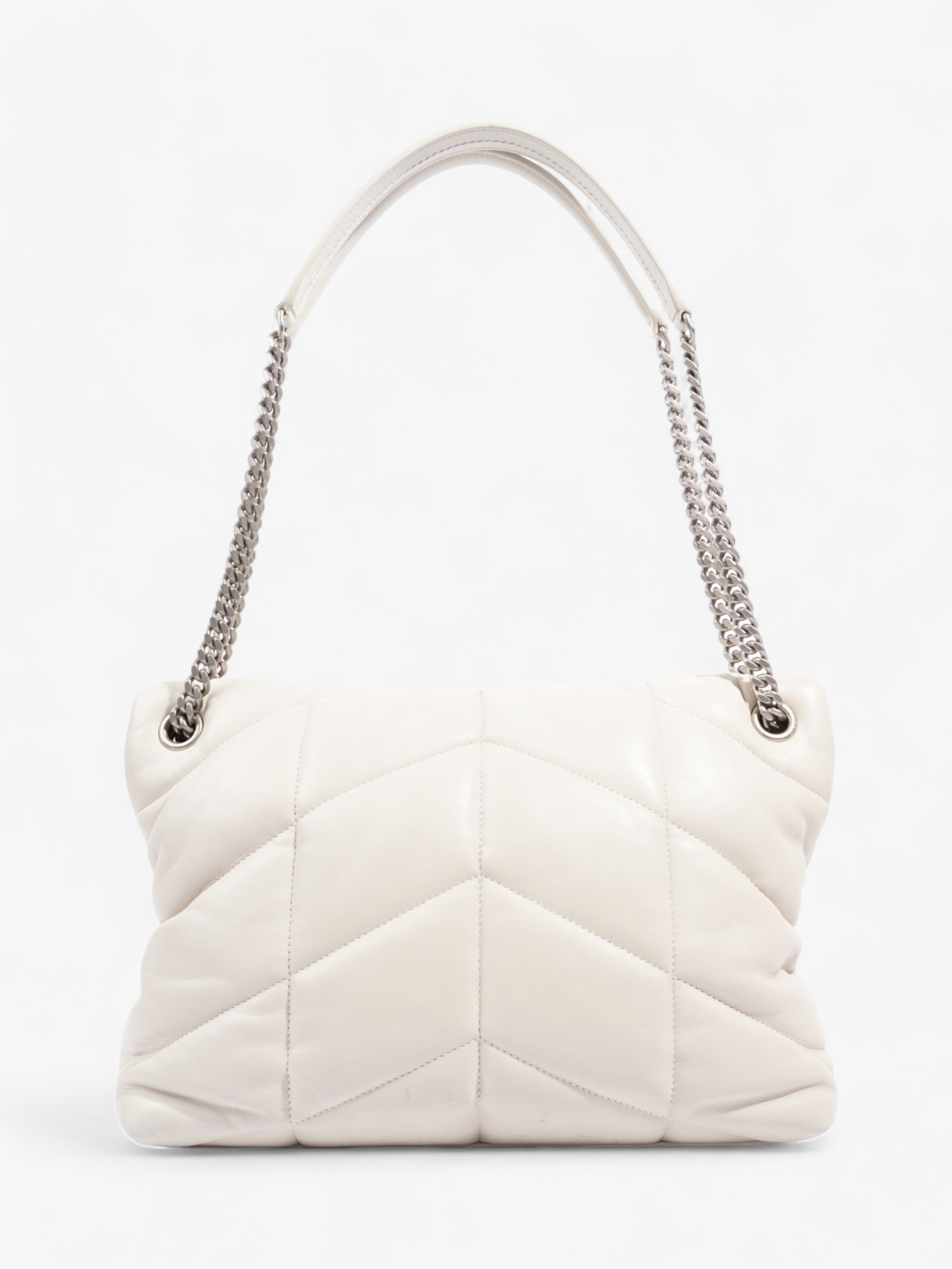 Saint Laurent Lou Lou Puffer White Nappa Leather Medium