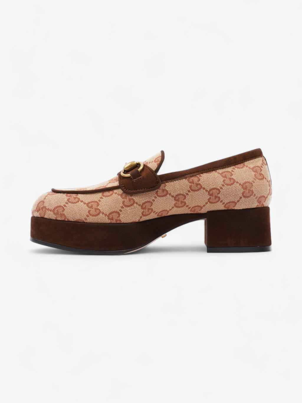 Gucci Horsebit Loafer Beige / Brown Canvas EU 35.5 UK 2.5