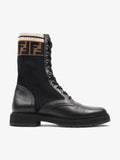 Fendi Rockoko Boots Black / Beige Leather EU 37.5 UK 4.5